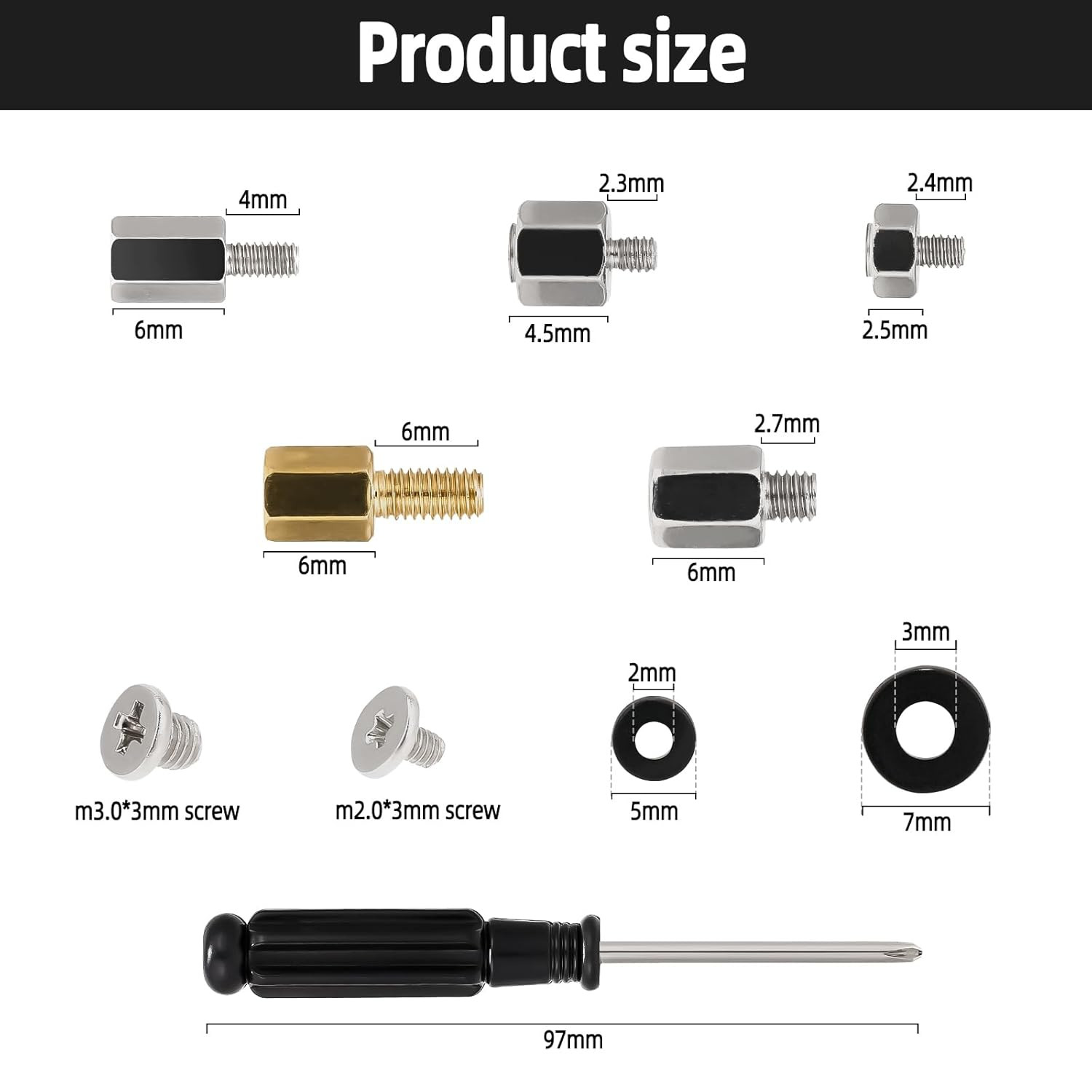46PCS NVME M.2 SSD Mounting Screws M.2 SSD Screw Kit for Asus Gigabyte Asrock Ms
