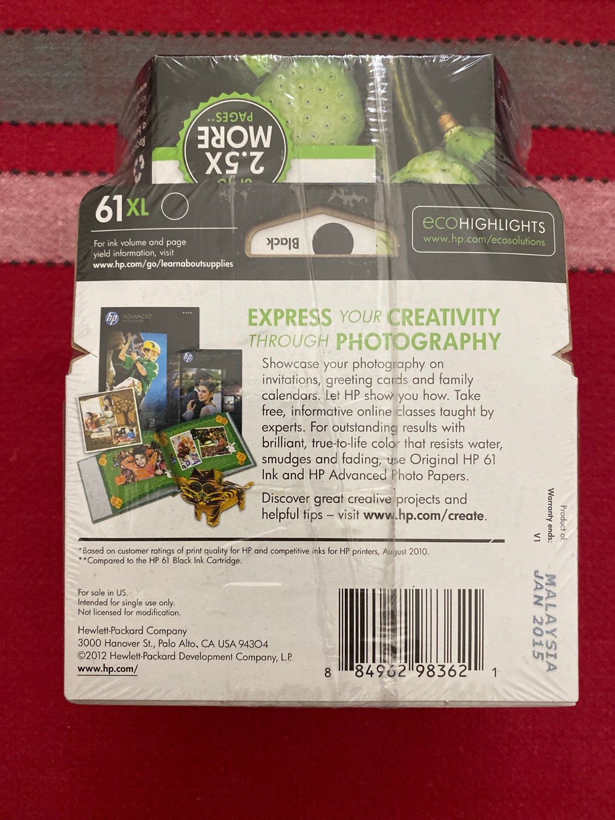 HP 61XL Black Ink Cartridge CH563WN-140 4 Pack New/Sealed Exp 1/2015