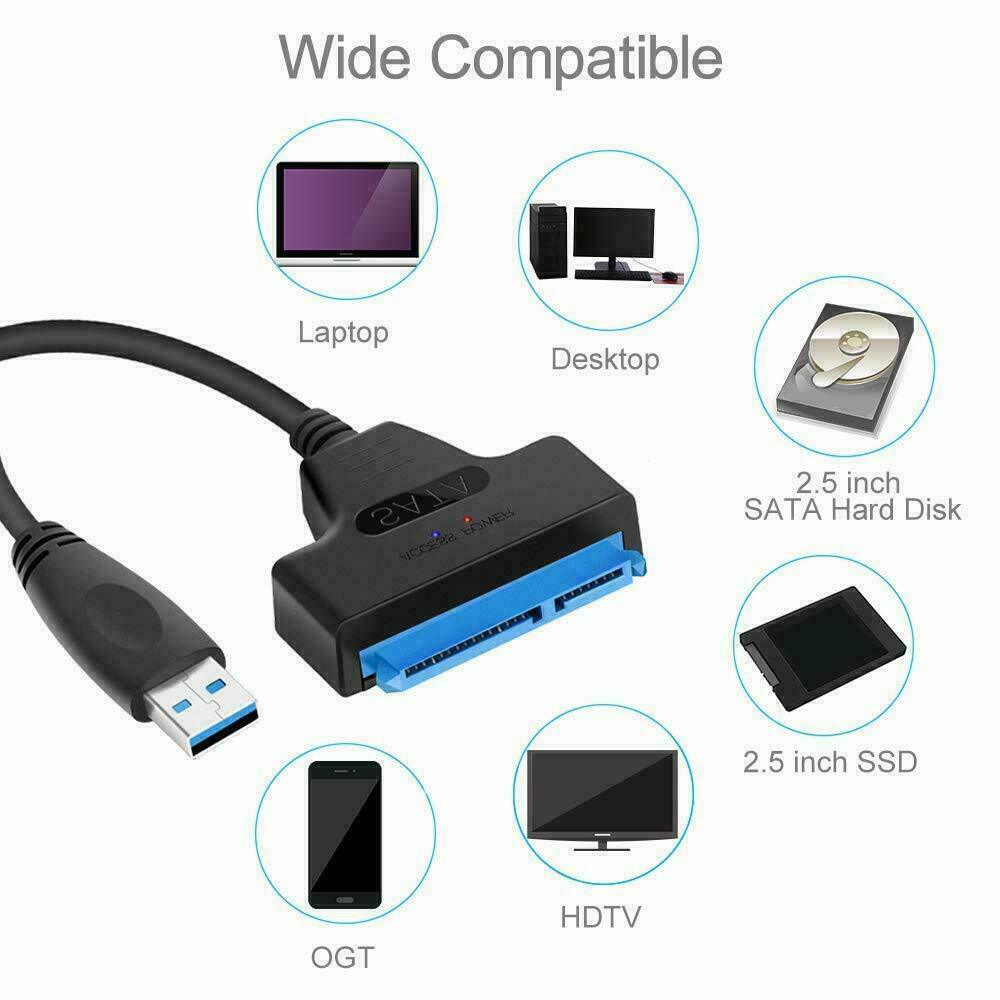 USB 3.0 to 2.5″ SATA III Hard Drive Adapter Cable/UASP -SATA to USB3.0 Converter