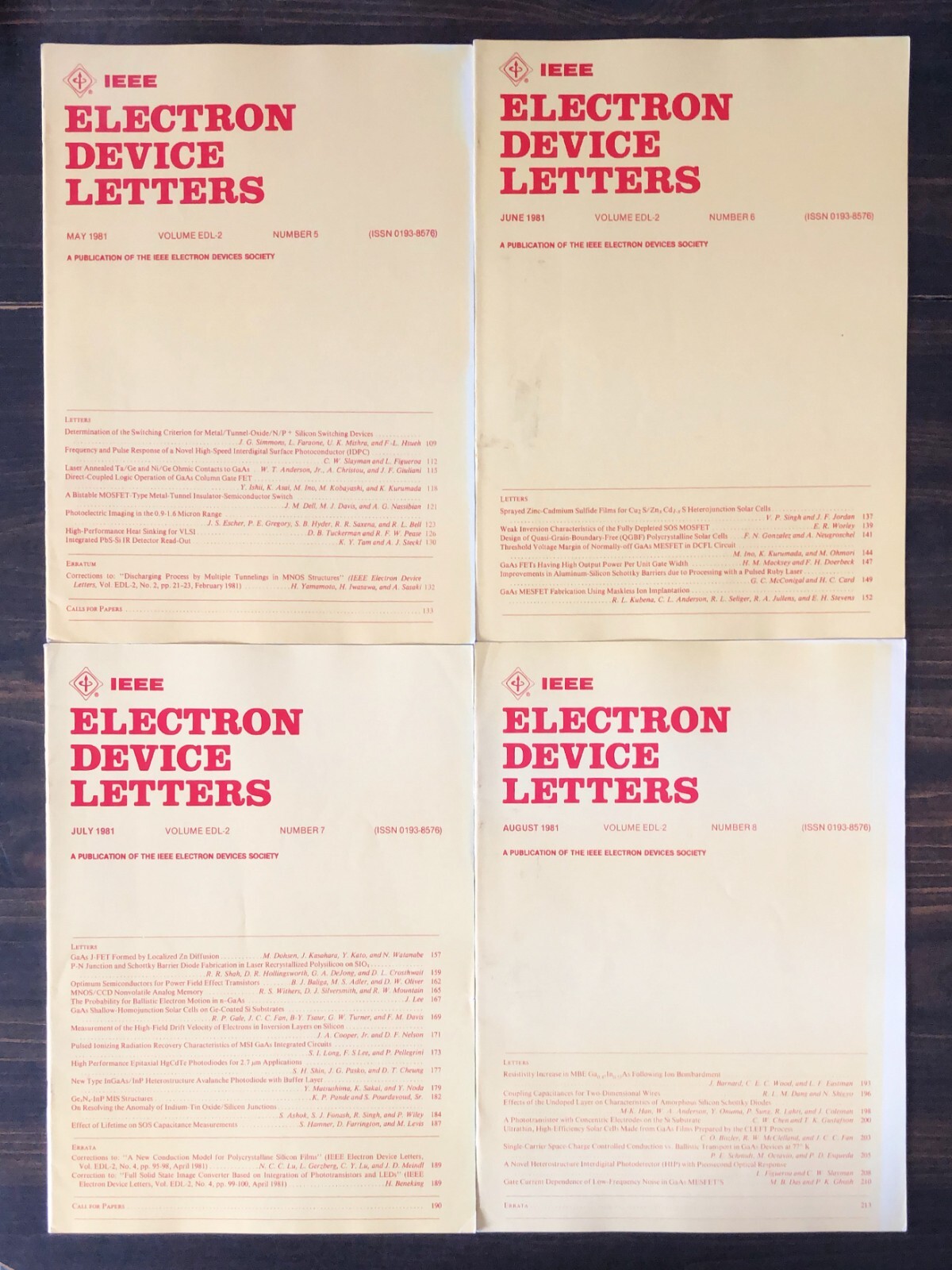 1981 IEEE Electron Device Letters Magazine – Lot of 11