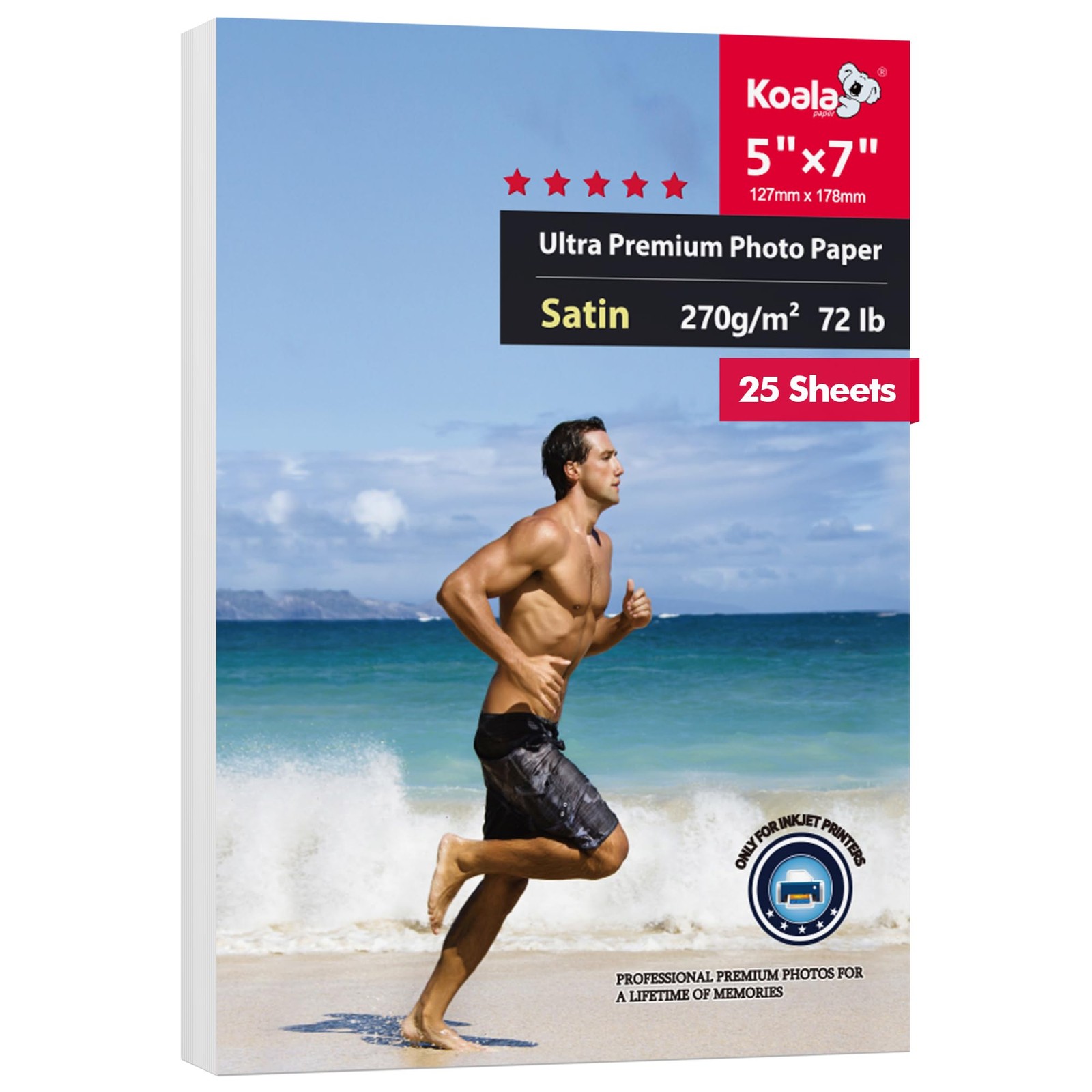 Koala Ultra Premium Satin Photo Paper 5×7 Inch 25 Sheets 72lb for Inkjet