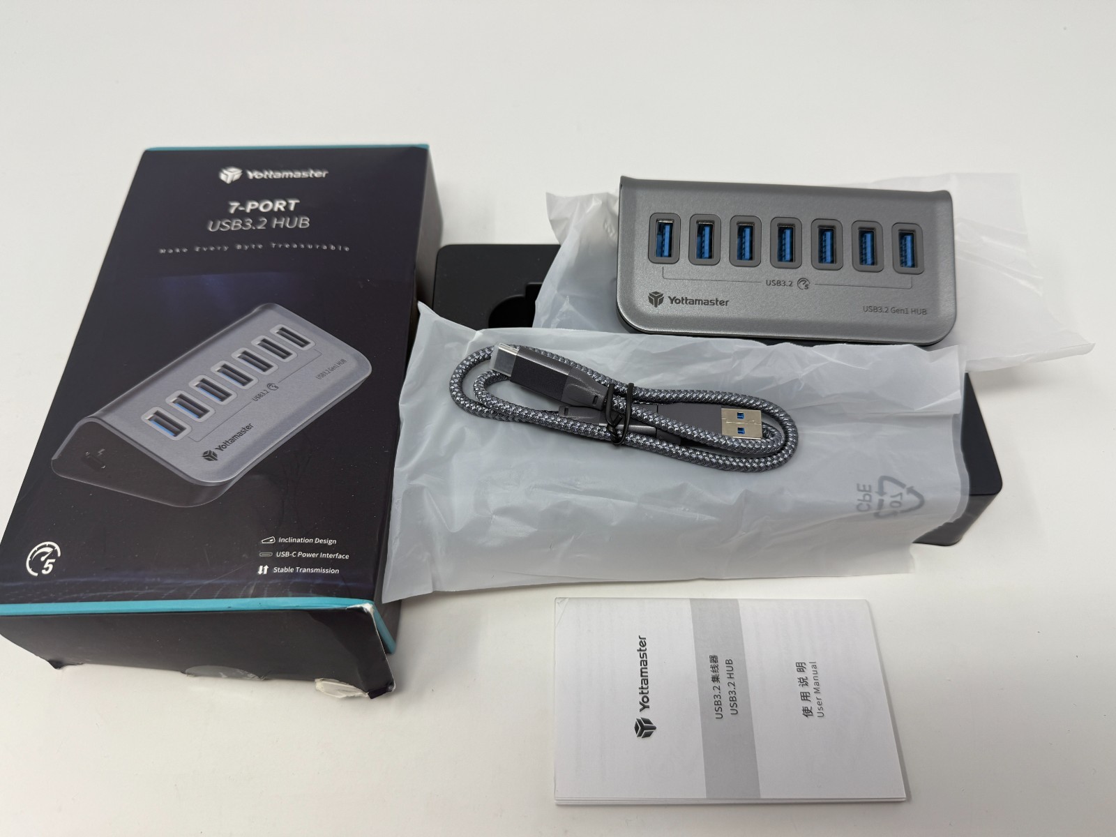7 Ports USB 3.2 Hub USB C Docking Station Type C Splitter Adapter 5Gbps