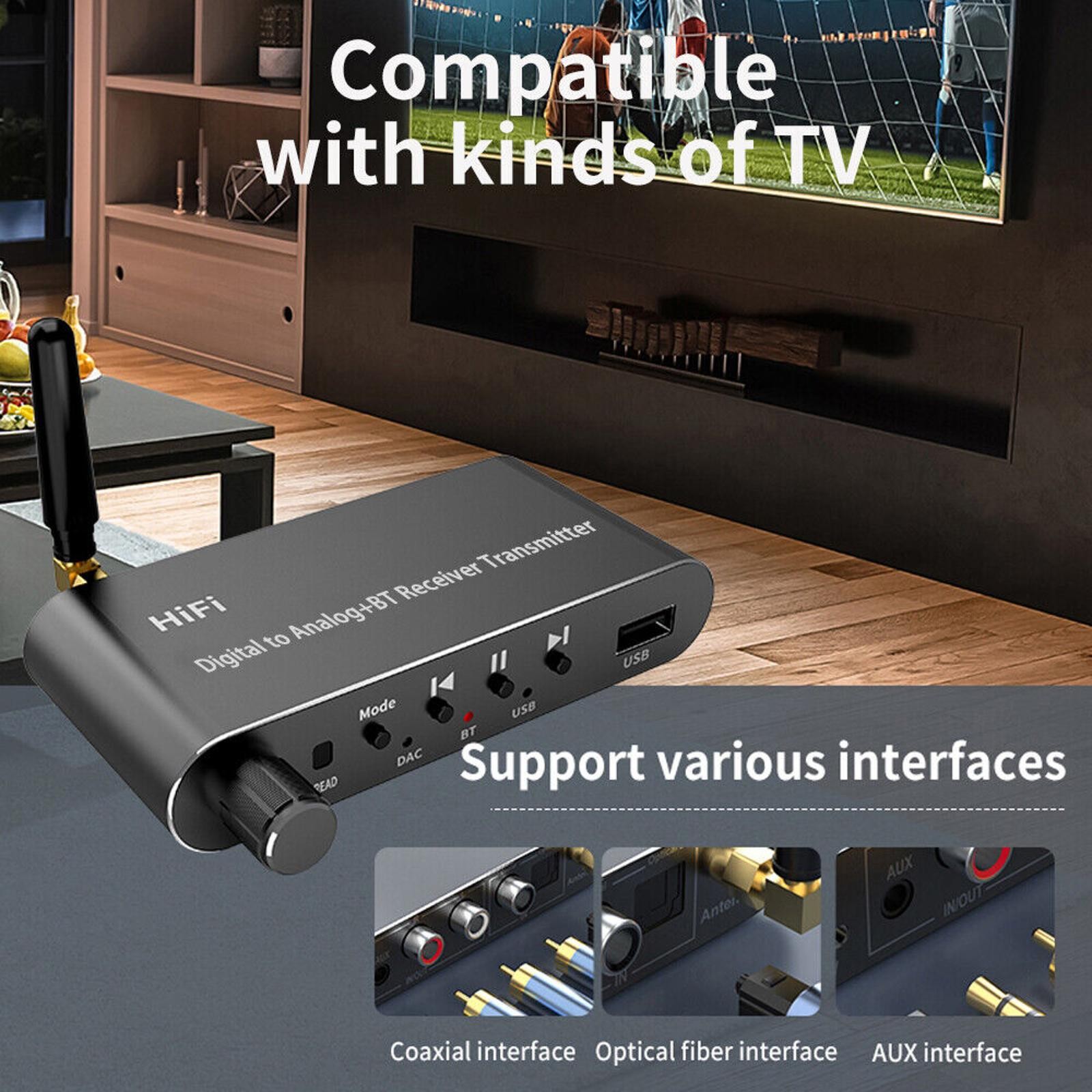 4 in 1 Bluetooth 5.1 Digital to Analog RCA Audio Adapter Receiver Transmitter h