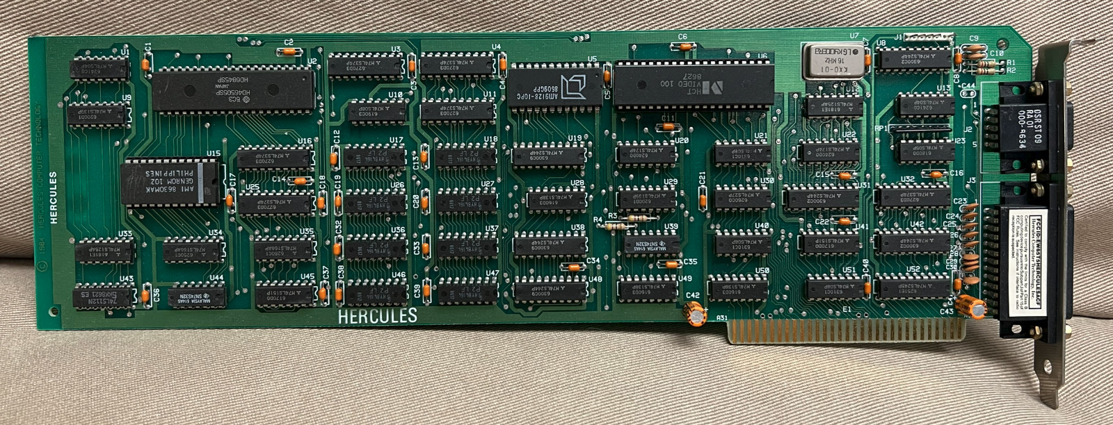 Vintage Original Hercules Model GB102 8-bit ISA Monochrome Graphics Card -Tested