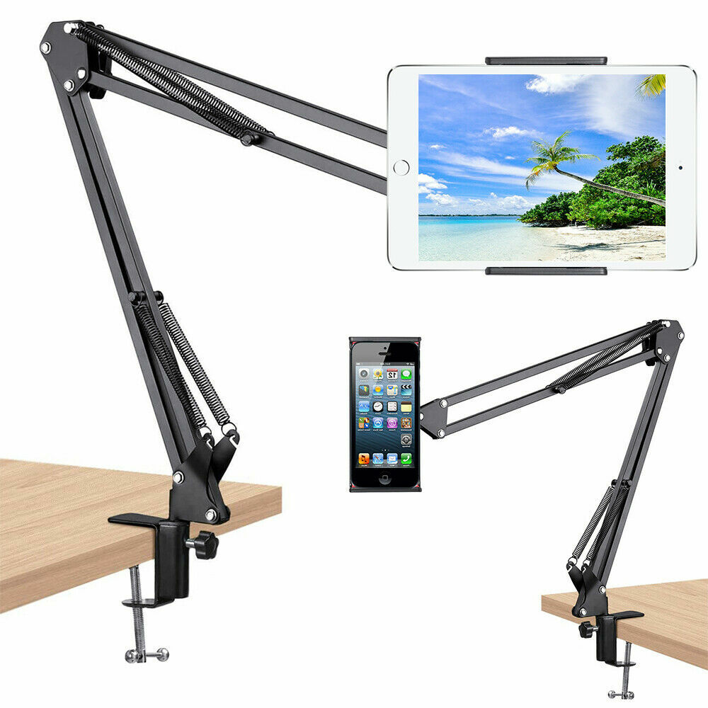 Steel Phone Tablet Stand Holder for Bed Desk 360° Rotating Flexible Arm 4-10.6″
