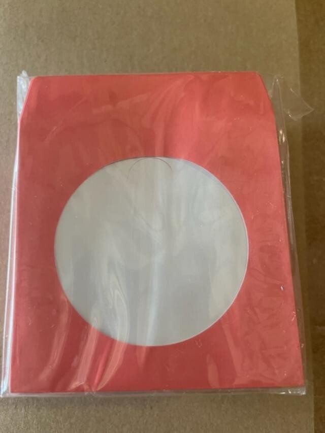 100 PCS 3″ MINI DISC/GAMECUBE RED Paper CD Sleeves w Window & Flap JS207 FREE SH