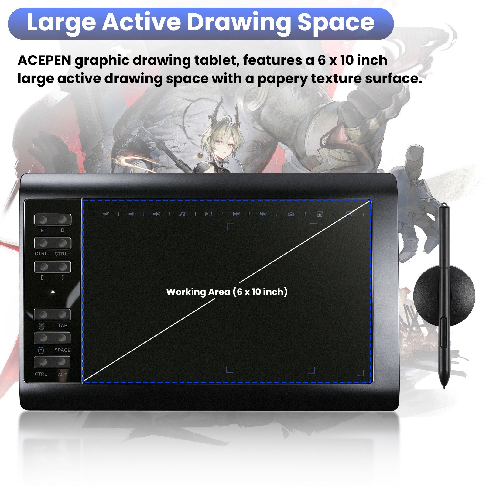 VIN1060 Plus Graphic Drawing Tablets Digital Pen Tablet for Mac, Windows Android