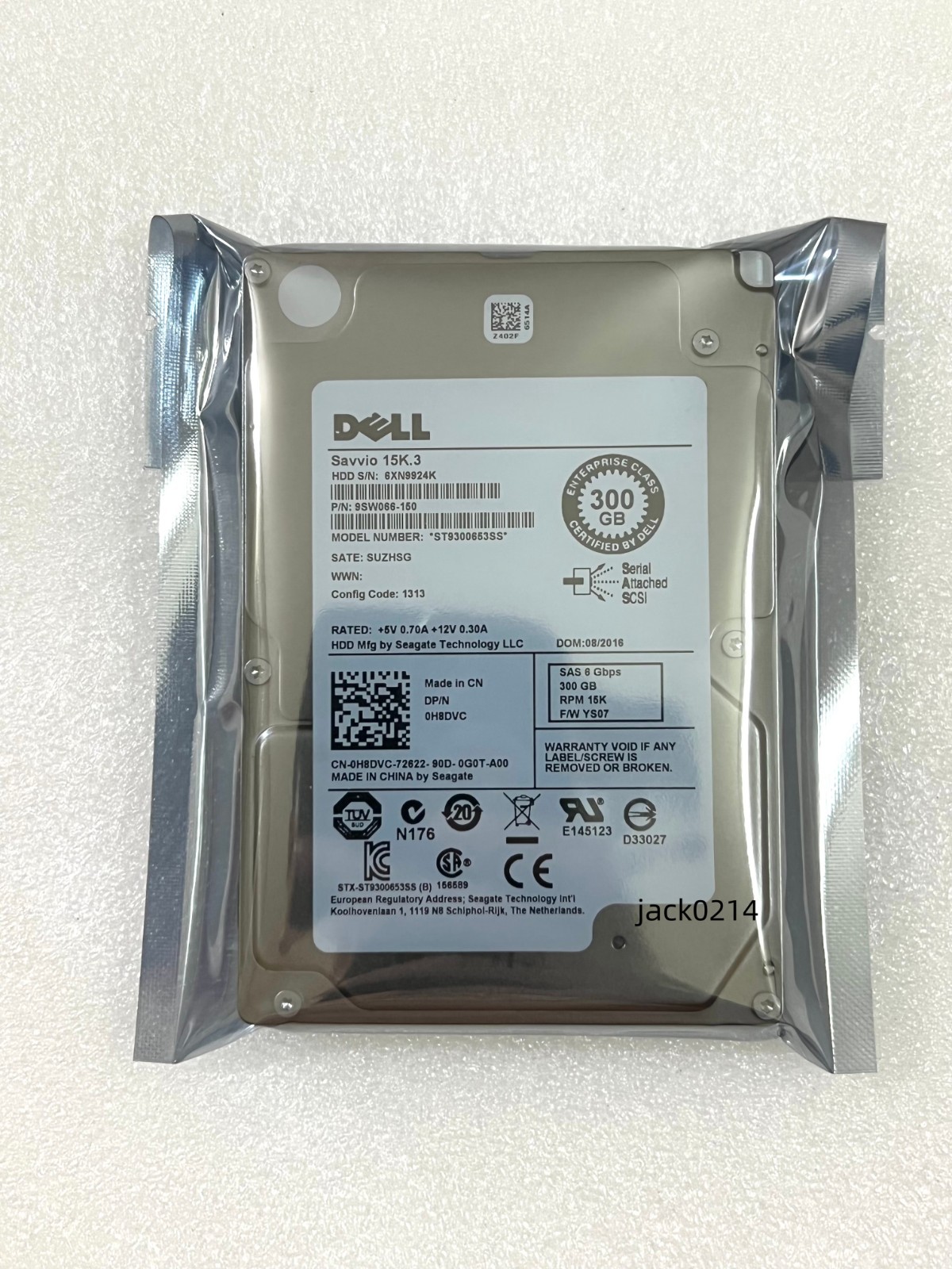 DELL 0H8DVC H8DVC ST9300653SS 300GB 15K 2.5″ 6Gbps SAS HARD DRIVE
