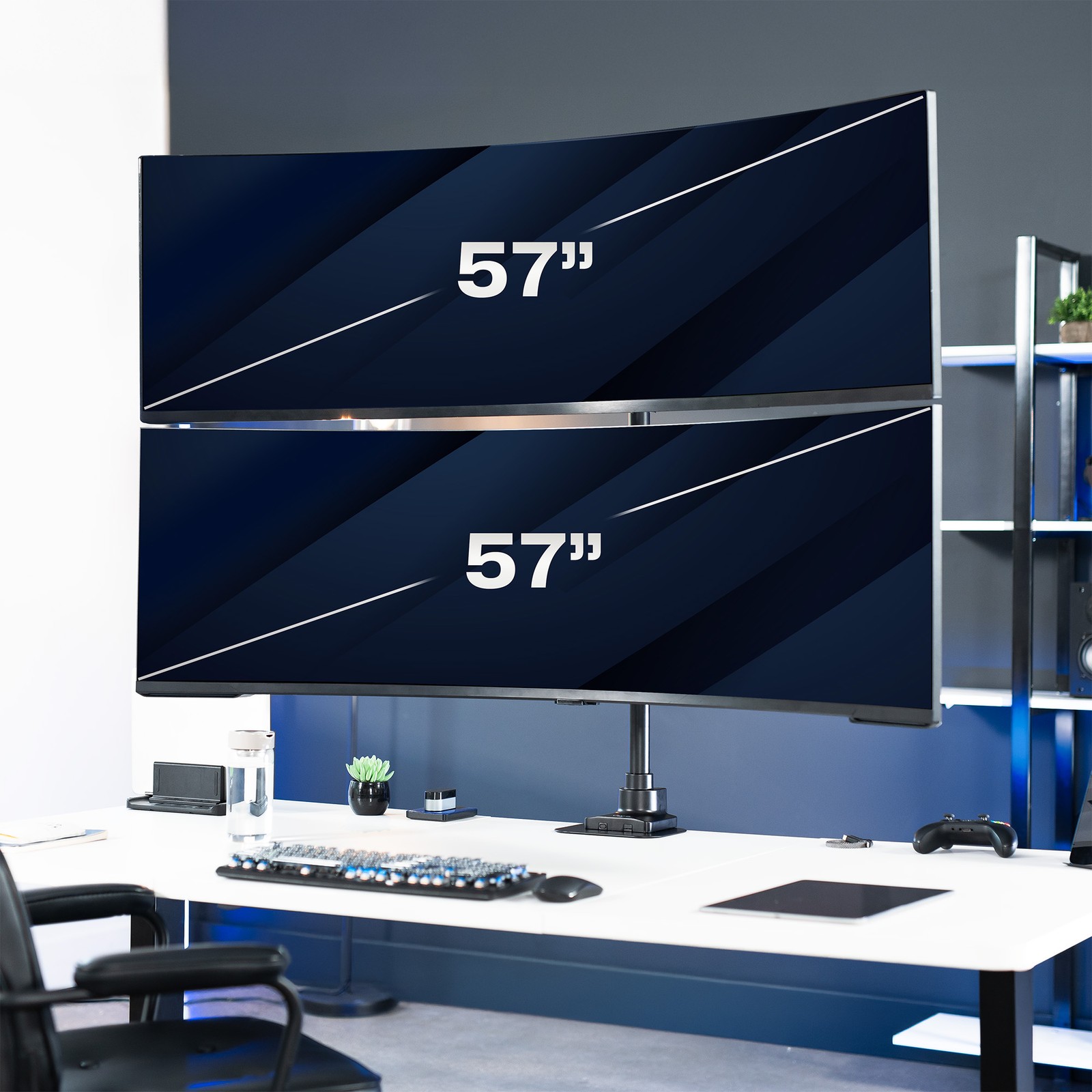 VIVO Dual Vertically Stacked Ultra-Wide Monitor Desk Mount for up to 57″ Screens