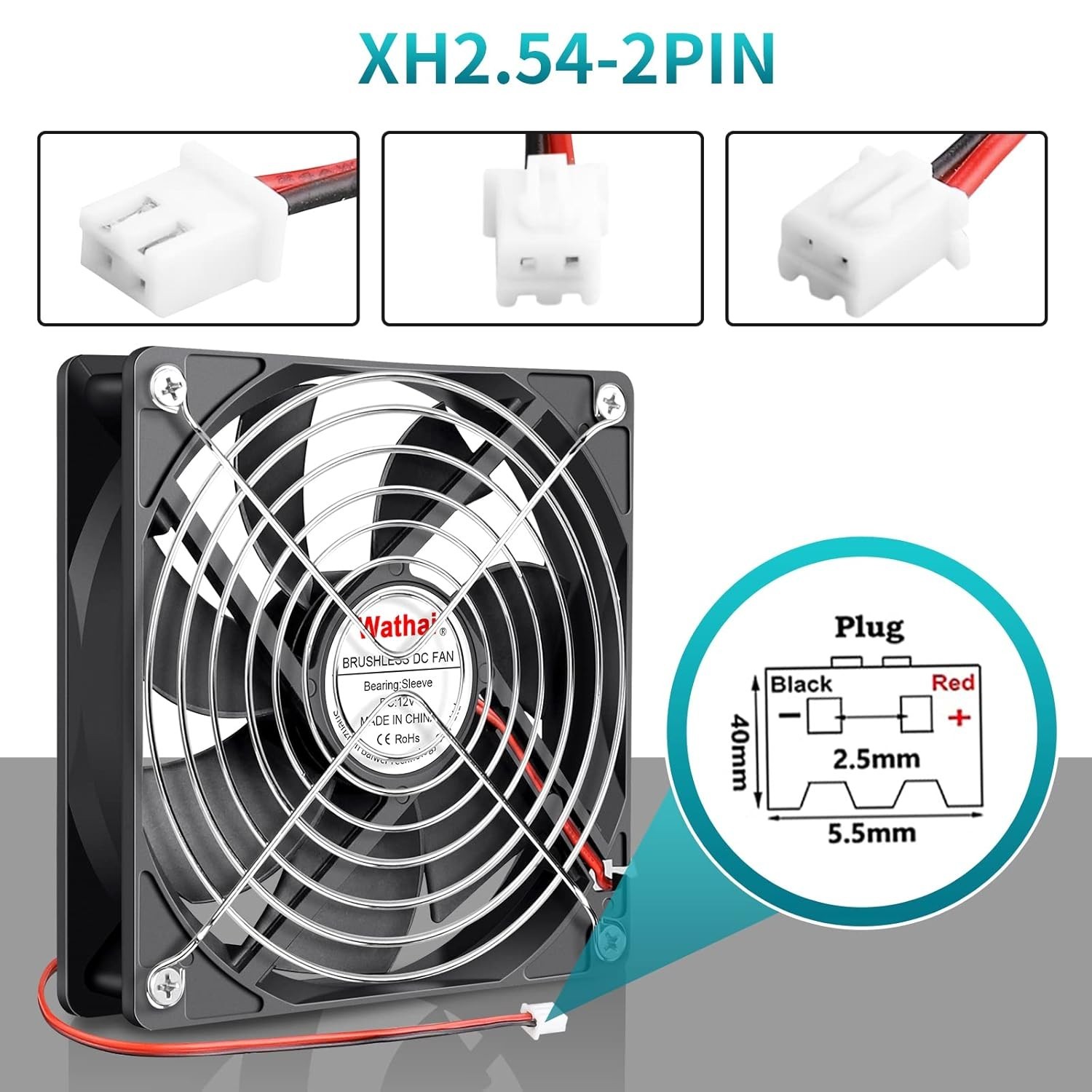 120mm Cooling Fan 12V 0.45A Brushless 3000RPM Silent 35dB PC CPU Case