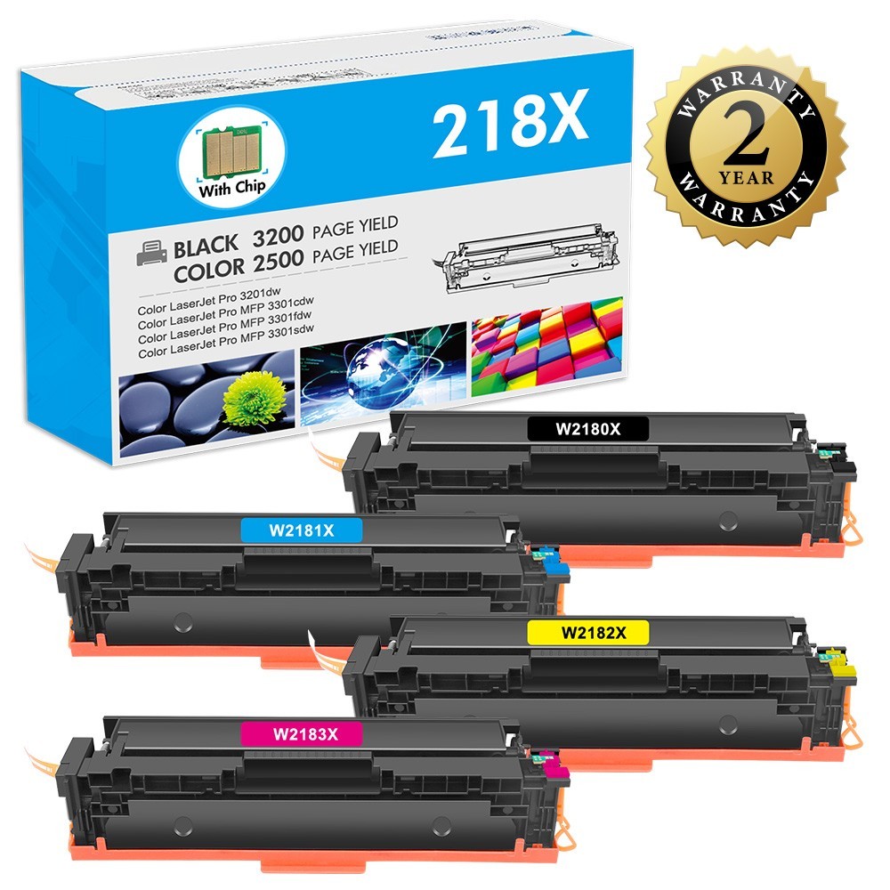 4PK W2180X 218X High Yield Toner with Chip For HP 3201dw MFP 3301fdw 3301cdw