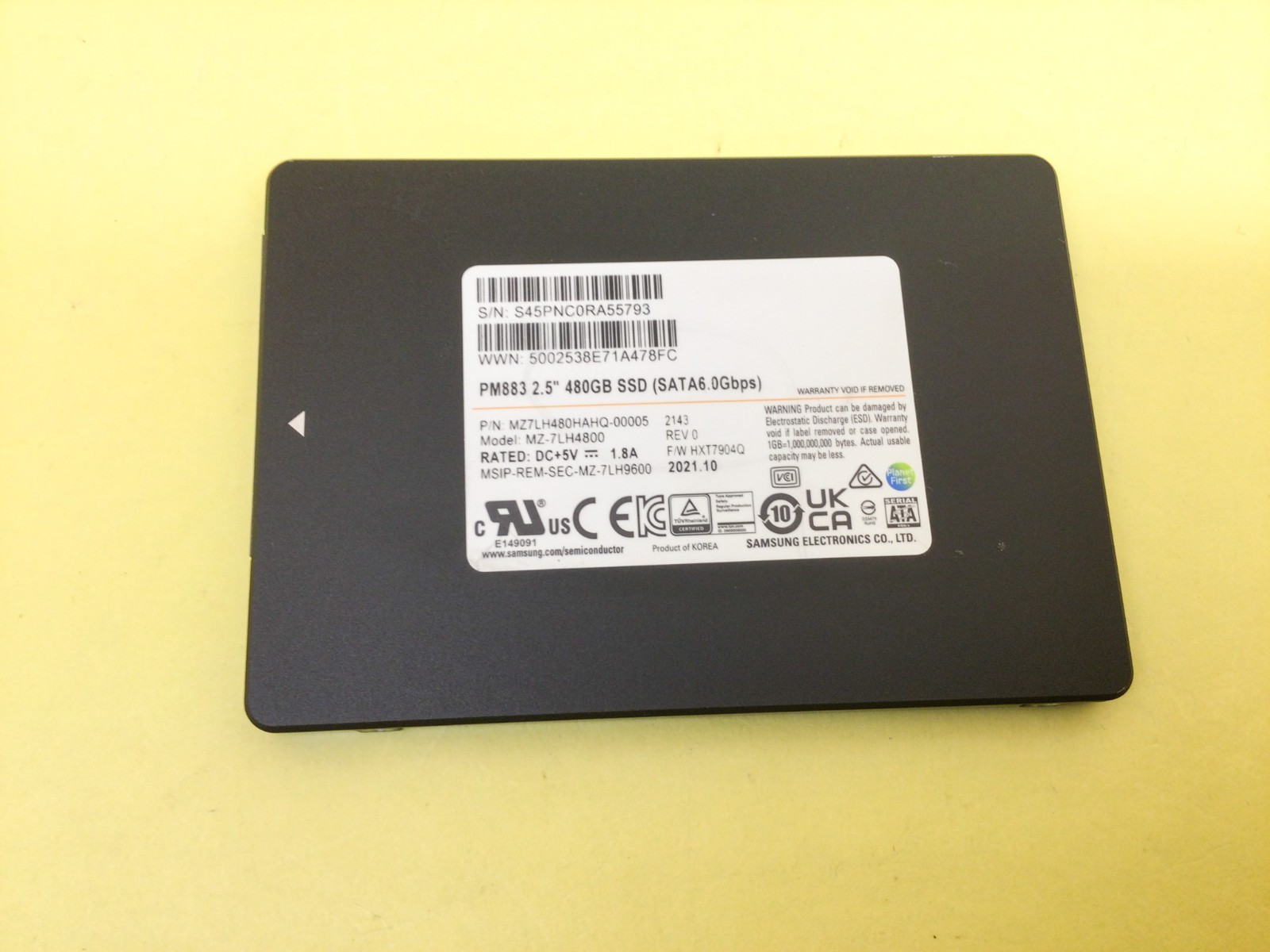 Samsung PM883 480GB SATA 6Gbps 2.5in Enterprise SSD MZ-7LH4800 MZ7LH480HAHQ