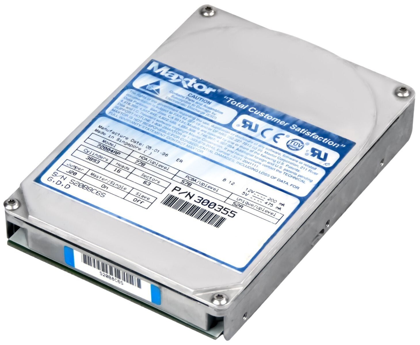 FESTPLATTE MAXTOR 7000 SERIES 72004AP 2GB 4480U/min 128KB ATA IDE 3.5″ Zoll