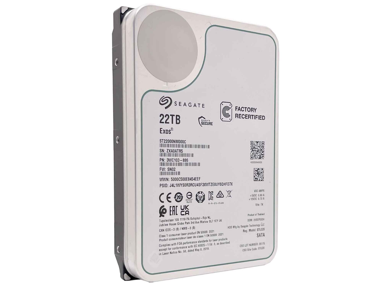 Seagate Exos ST22000NM000C 22TB CMR 7200RPM SATA6Gb/s 3.5″ Enterprise Hard Drive