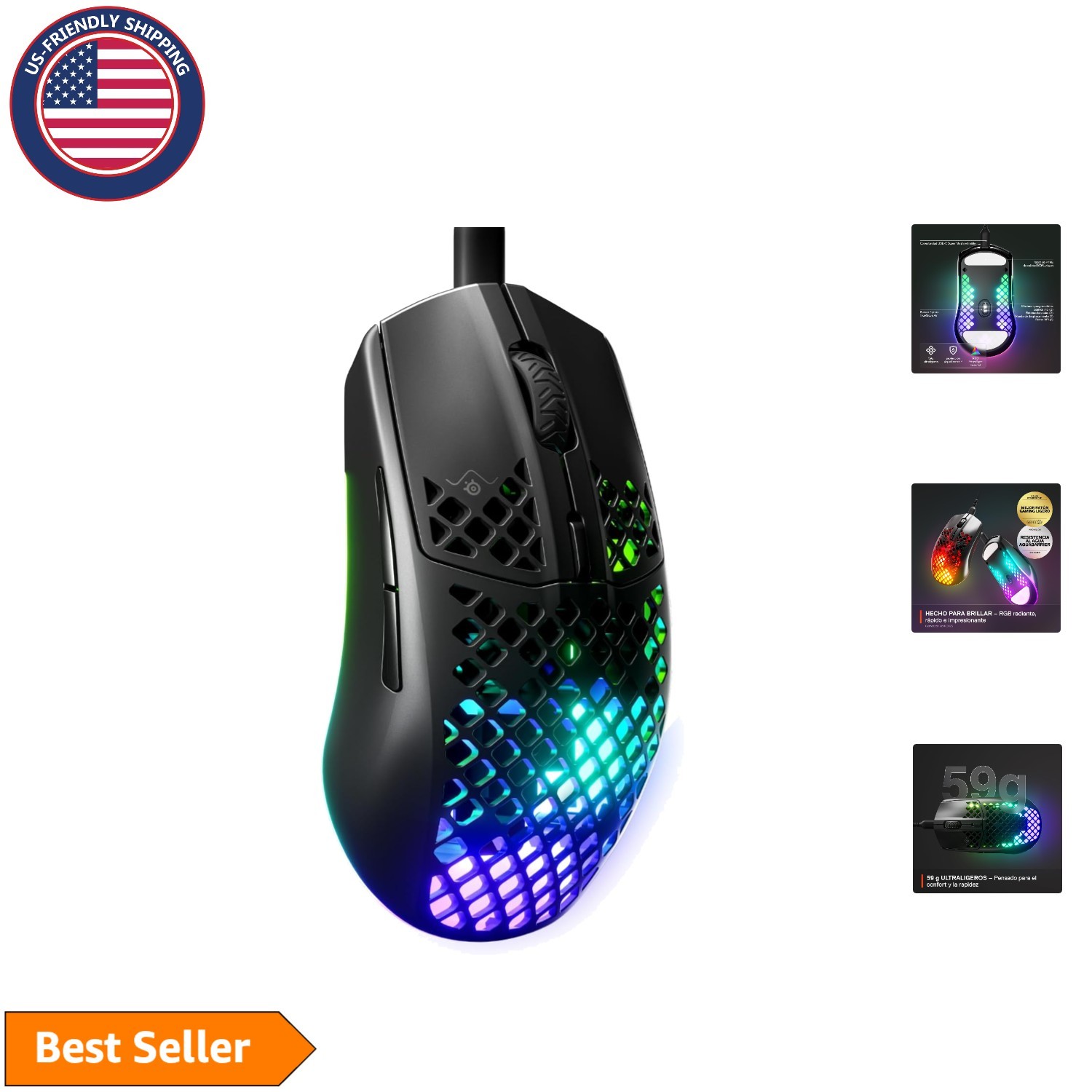 Onyx Aerox 3 – Precision RGB Gaming Mouse with 8,500 DPI Sensor & Durability
