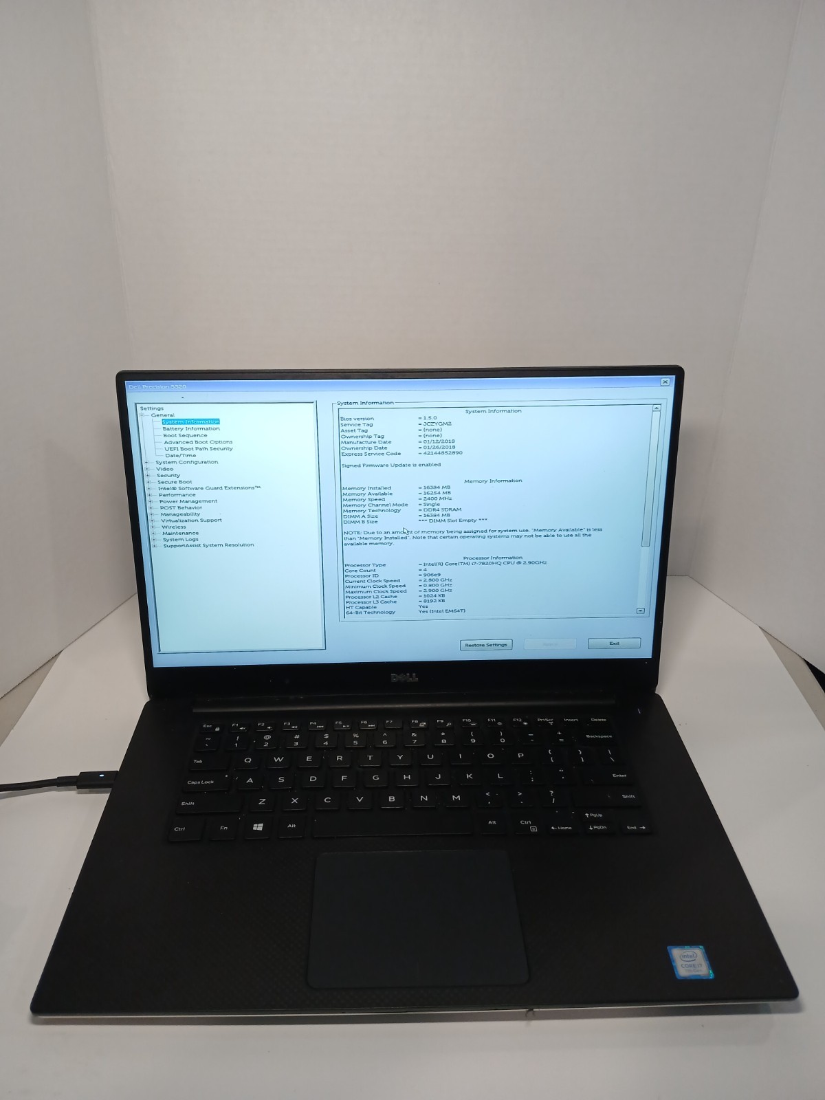 Dell Precision 5520 15.6″ Laptop i7-7820HQ 8GB RAM NO OS/SSD M1200 #97