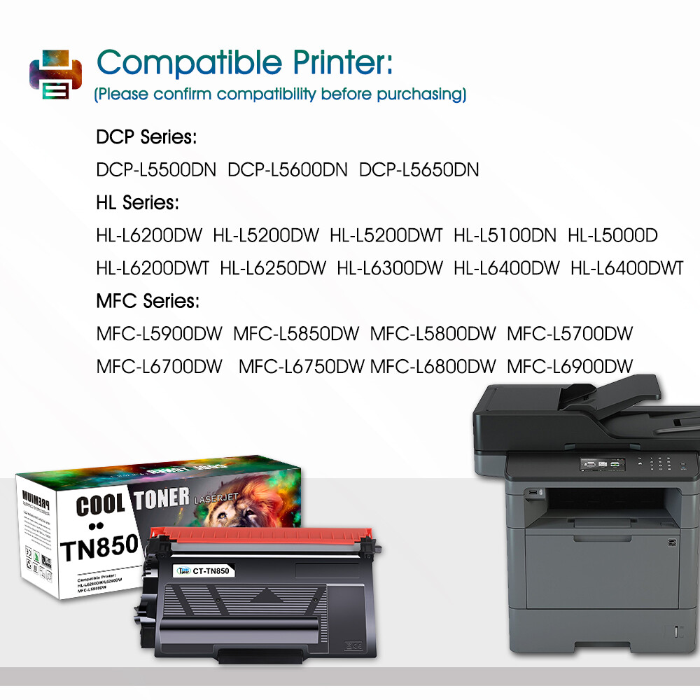 TN850 TN820 Toner Cartridge For Brother TN-850 MFC-L5900DW L5850DW HL-L6200DW