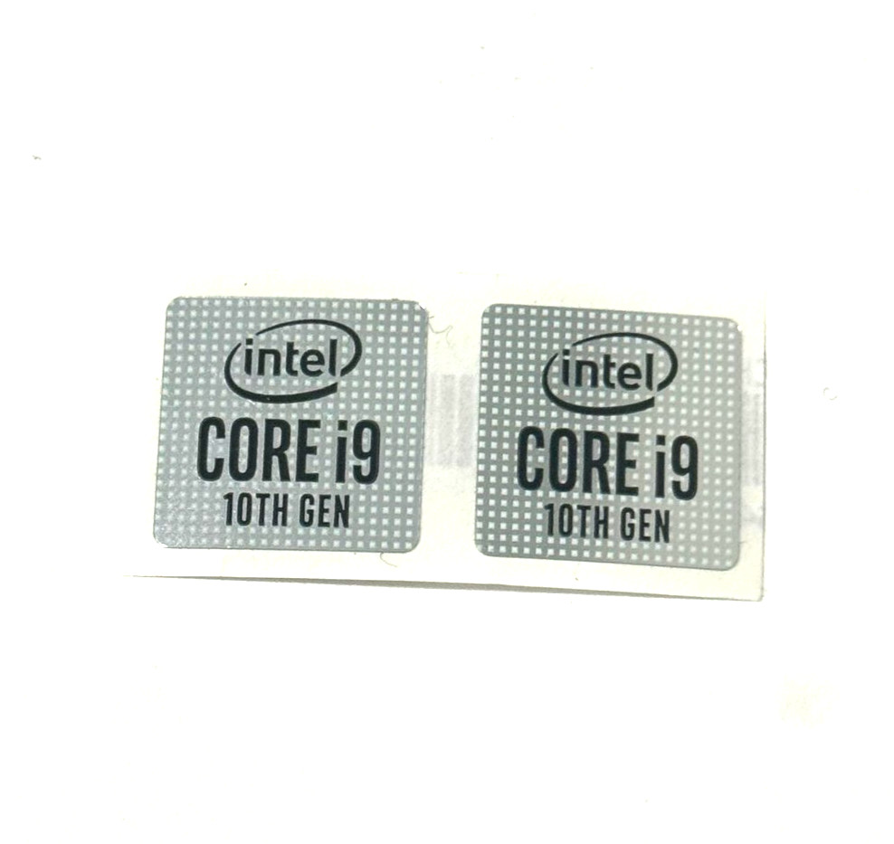 2 x Intel CORE i9 10th GEN Sticker Label Decal 18mm x 18mm