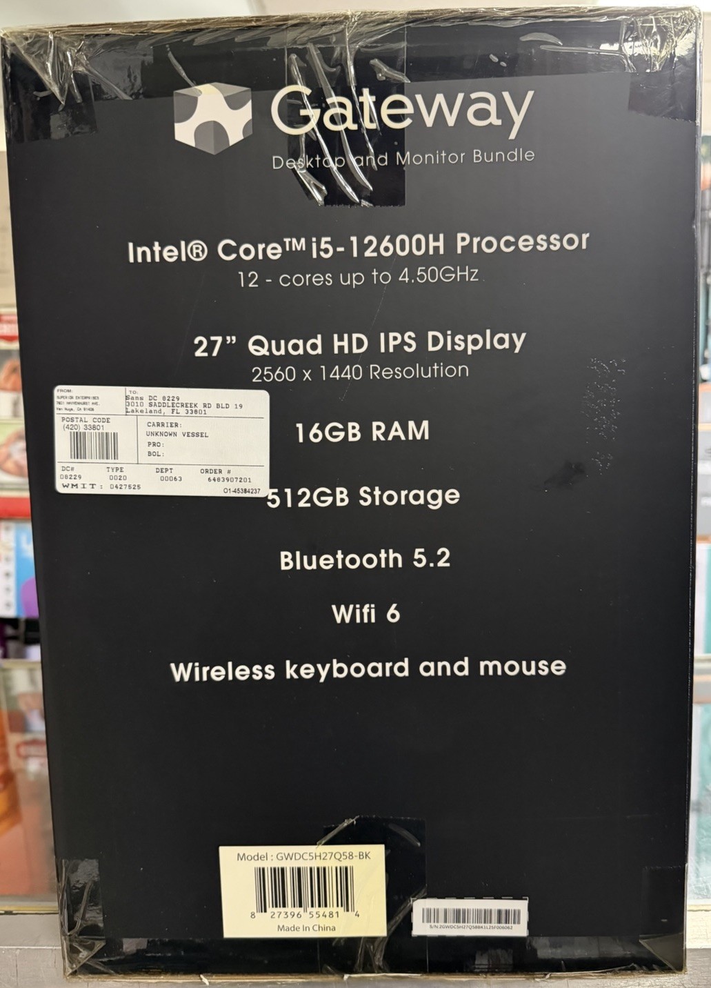 Gateway (GWDC5H27Q58-BK) Desktop & Monitor Bundle (i5-12600H 16GB RAM 512GB SSD)