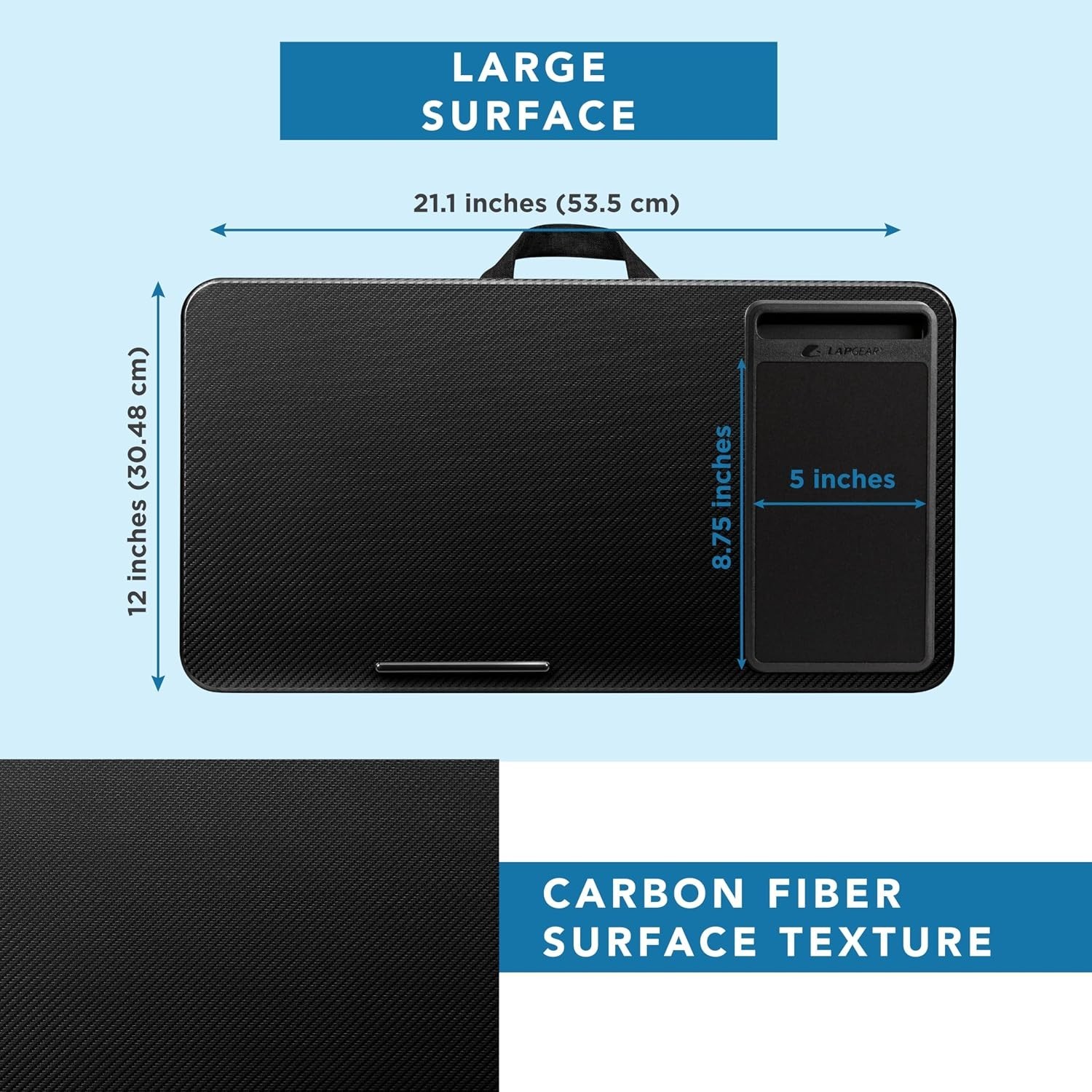 Luxury Black Carbon Home Office Lap Desk for 15.6” Laptops – Portable & Stylish