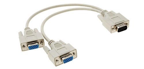 VGA 1 Male to 2 Female Video Splitter Cable – White