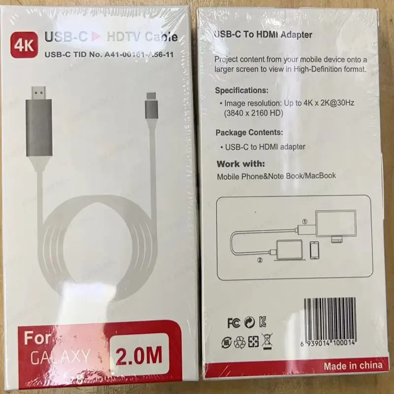 USB 3.1 Usb C to Hdmi-Compatible 4K Adapter Cable 2M Type C to HD Cable for Macb