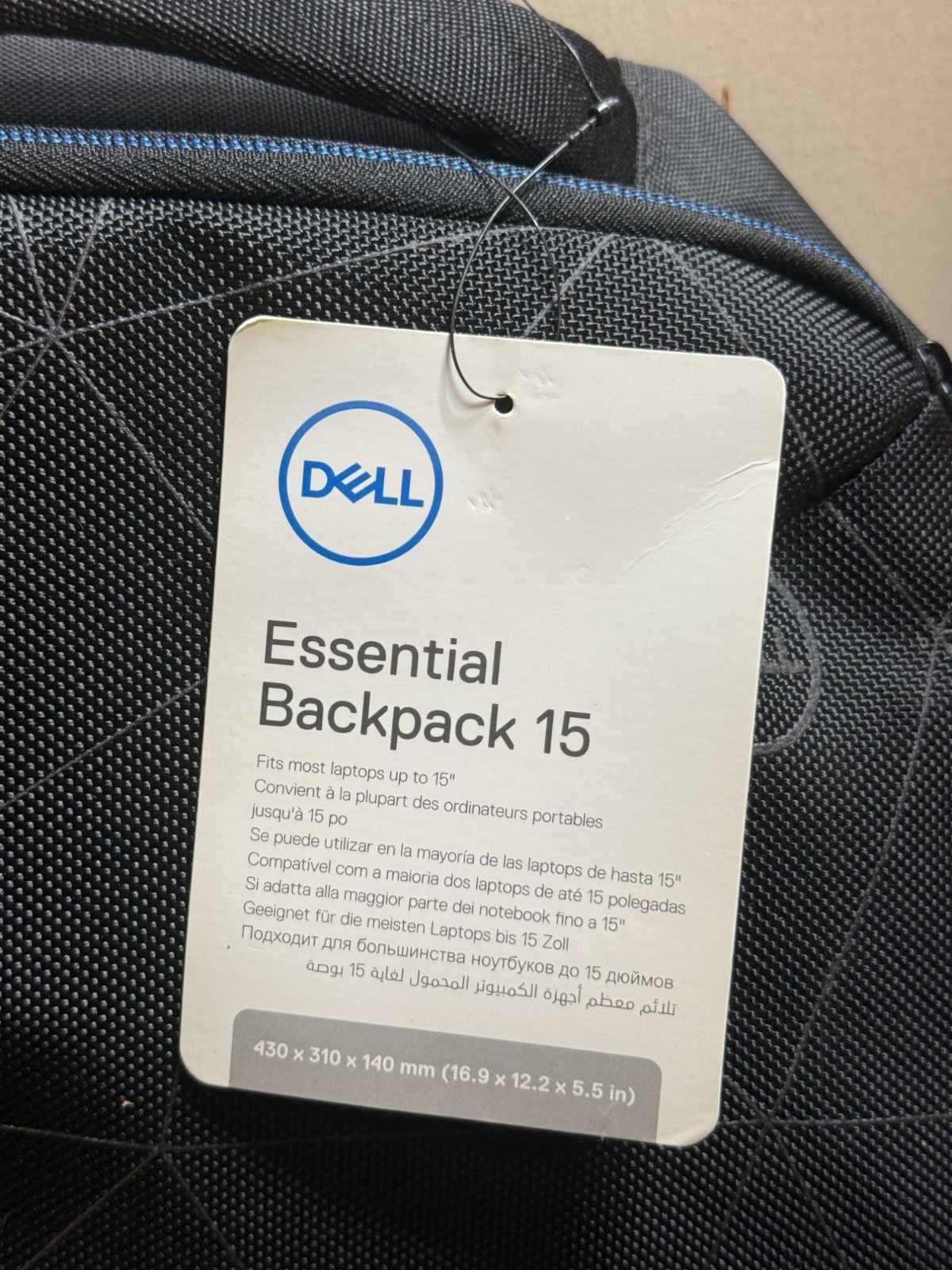 NWT Dell Essential Backpack 15 Black Fits Laptop Up To 15″ ES1520P