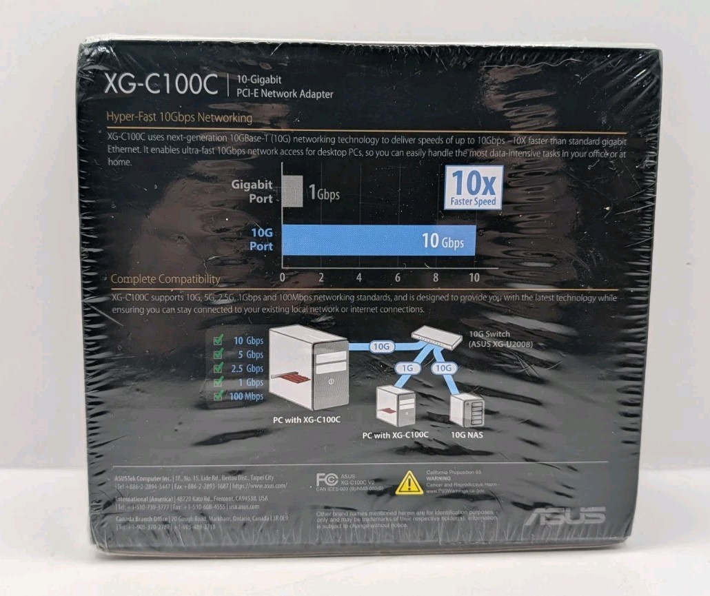 ASUS XG-C100C 10G Network Adapter PCIe x4 Card 10Gbps Ethernet CIB 889349620045