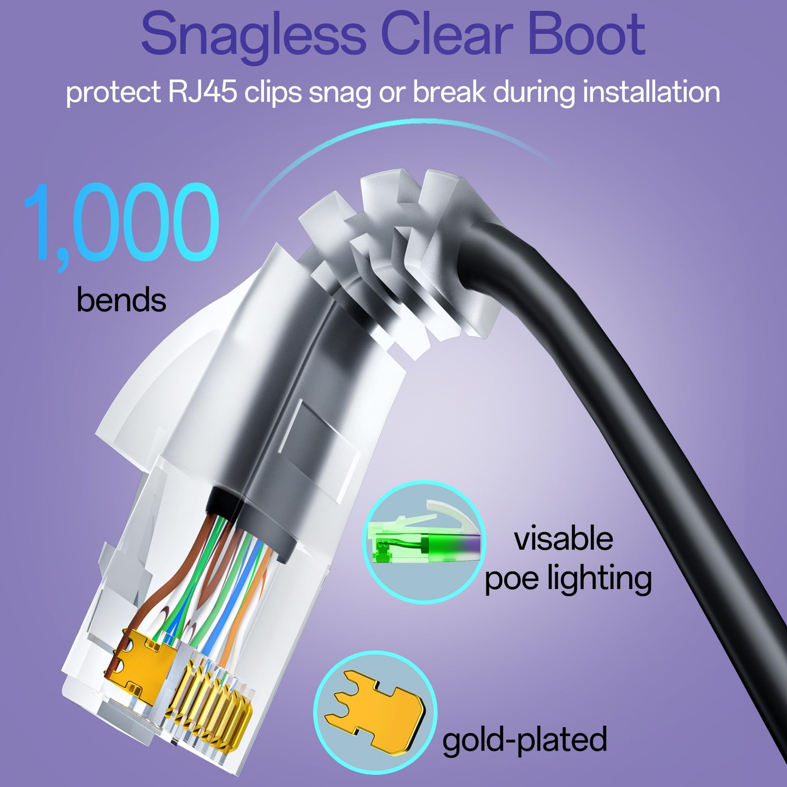 10Gsupxsel Cat6a Patch Cables 0.5ft (24 Pack) Slim, Cat6 0.5FT, Black