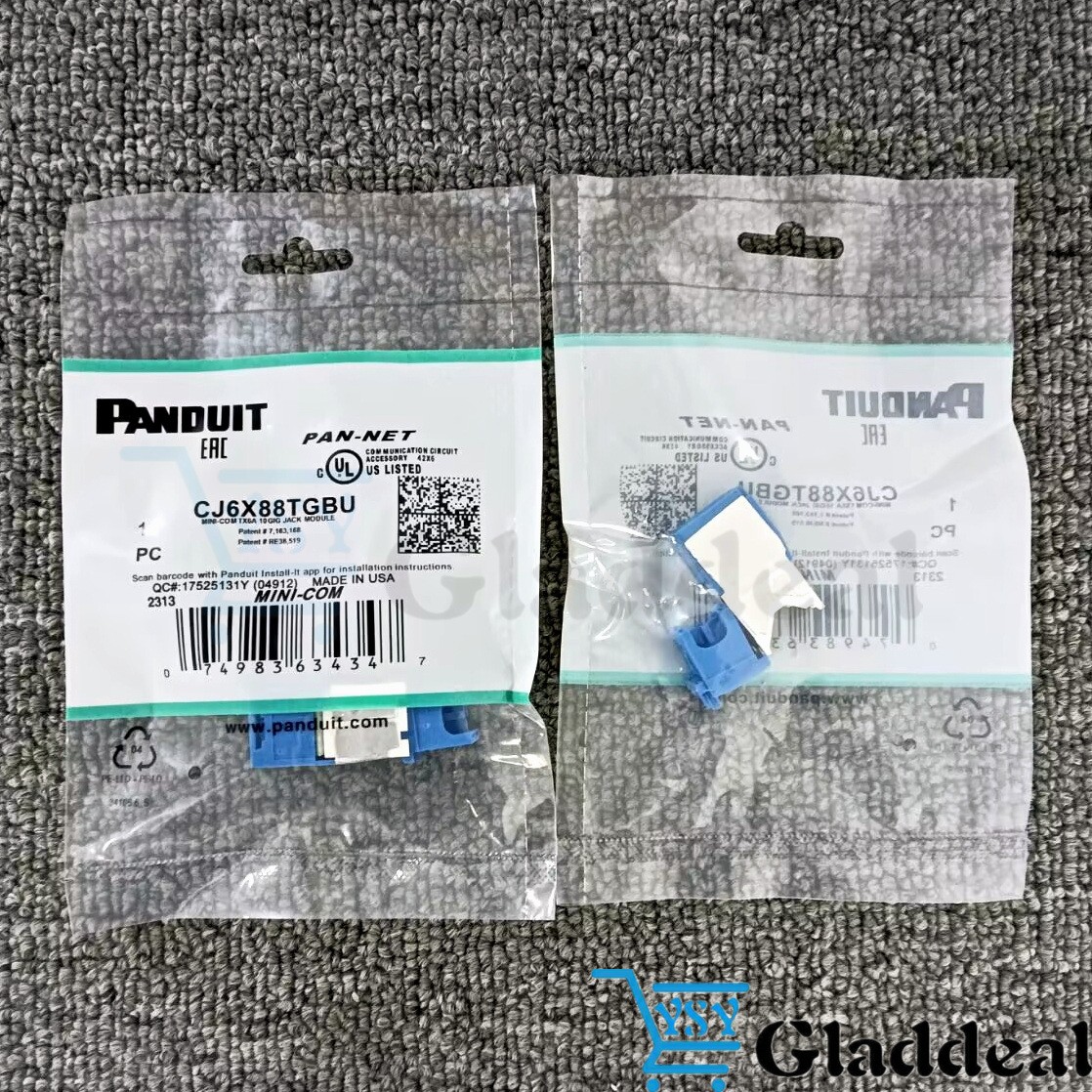 New CJ6X88TGBU (BOX OF 50) For Panduit Cat6a 10 Gig Mini-Com Jack Blue