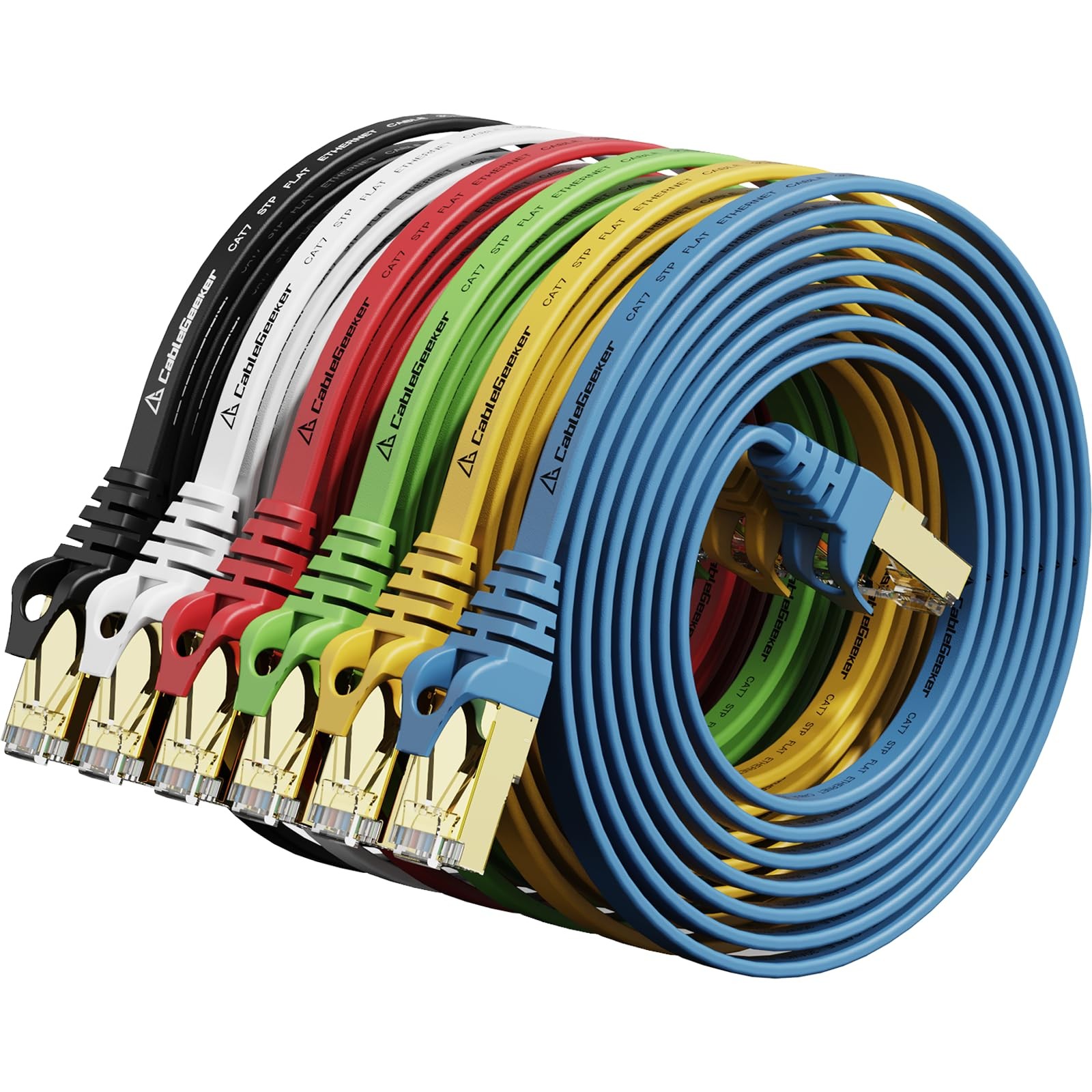 Cat 7 Shielded Ethernet Cable 5 ft 6 Pack Highest Speed Cable Cat7 Flat Ether…