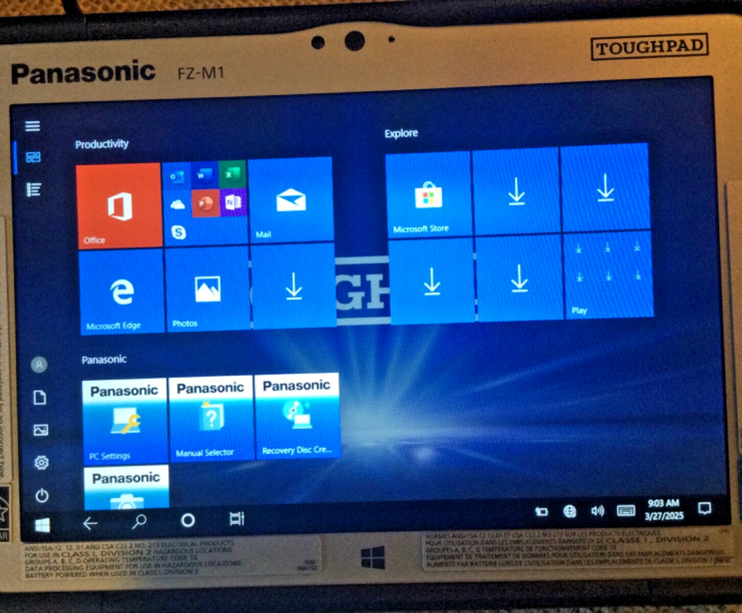 Panasonic Toughpad FZ-M1 MK3, 7″ i5-7Y57 8GB 256GB Bridge Bat Win 10 Great Unit