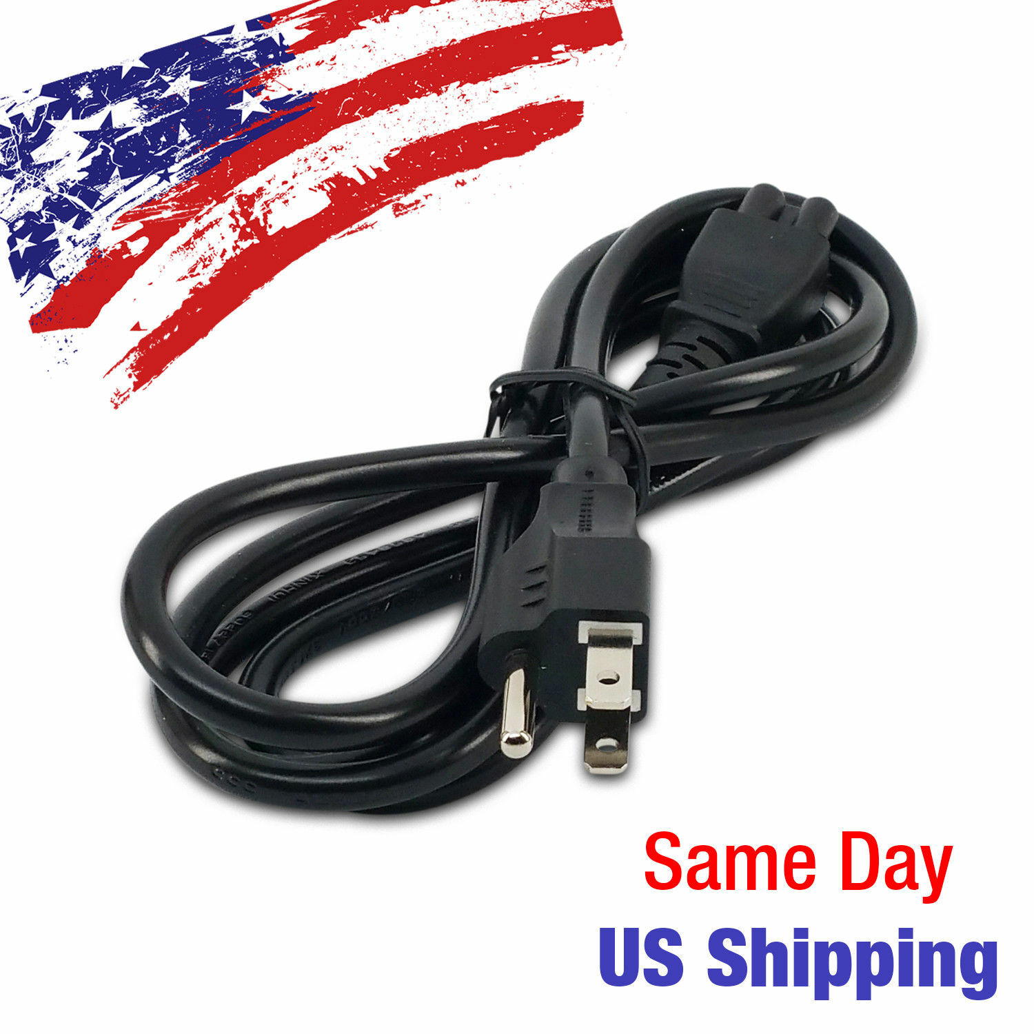 6 Feet 3 Prong NEMA 5-15P IEC 60320 C5 AC Power Cable Cord Laptop Lot