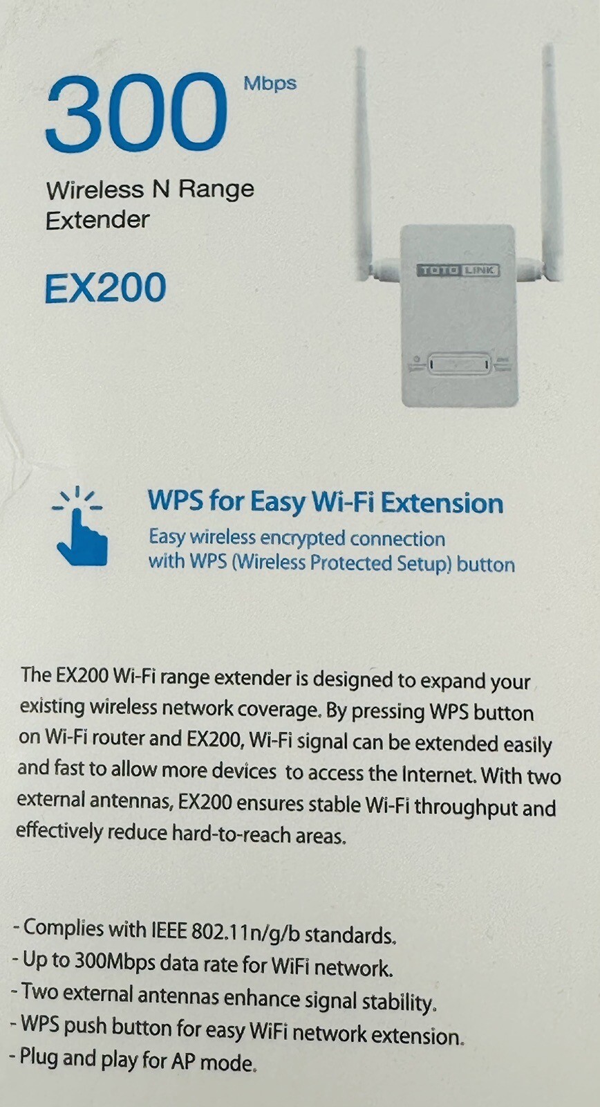 NEW WPS 300Mbps WiFi Range Extender Wireless Repeater Wall Plug-in Easy Setup