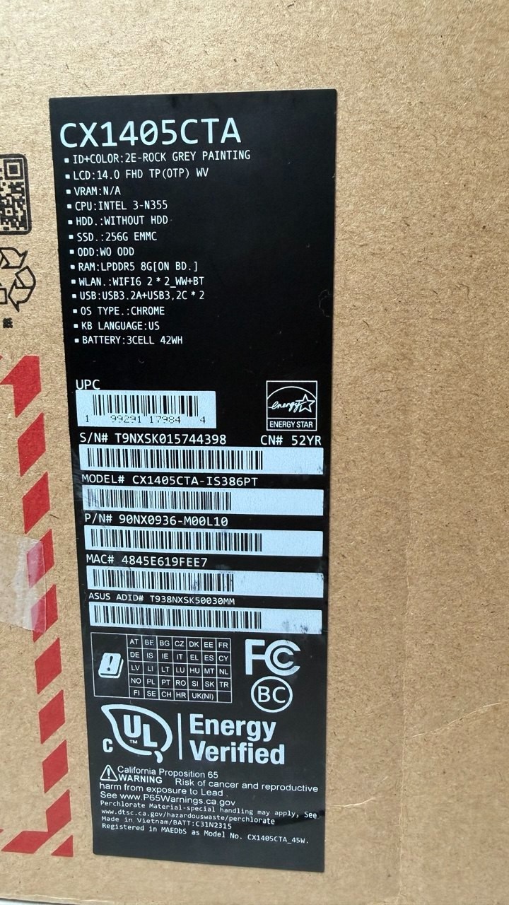 ASUS Chromebook Plus CX 14″ Touchscreen Laptop. Intel Core 3-N355, 256GB,8GB NEW