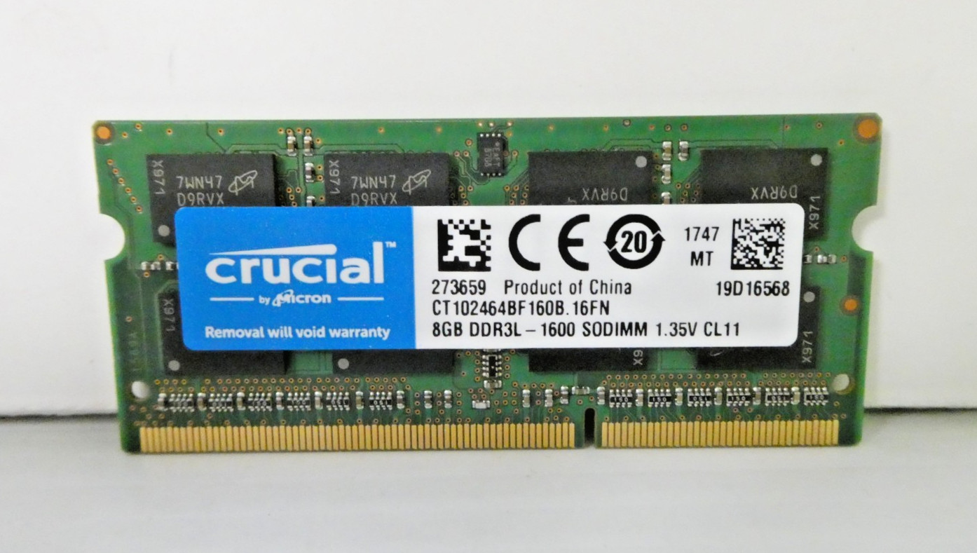 Micron 8GB 204 Pin SO-DIMM DDR3L Laptop Memory Module MT16KTF1G64HZ-1G6N1