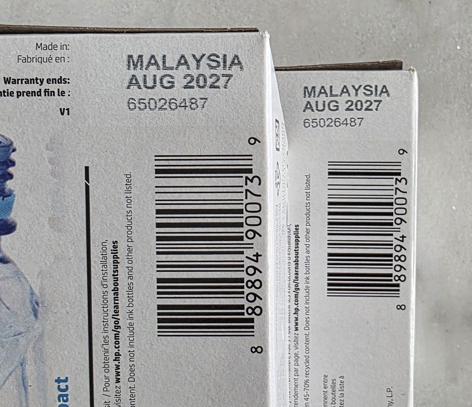 Lot of 2 Genuine hp 65 Black Noir Ink Cartridge August 2027 N9K02AN New Unopened