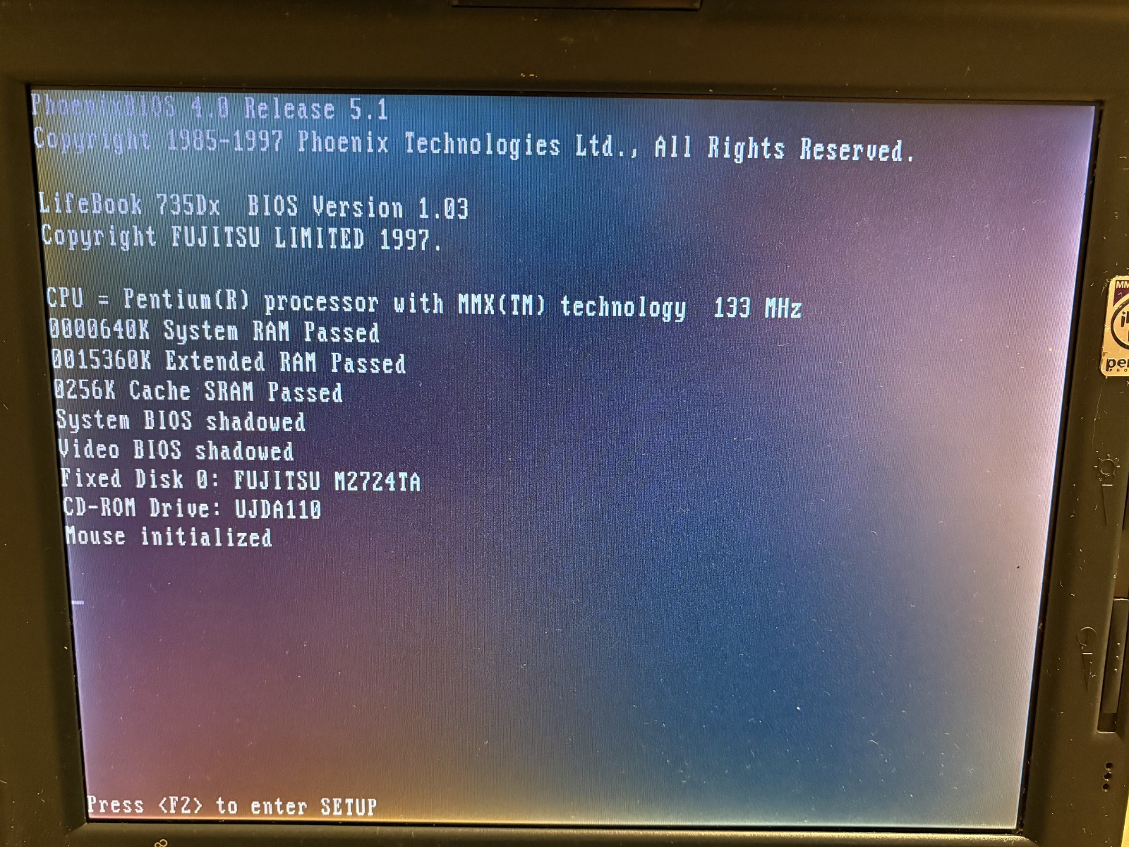 Fujitsu Lifebook 735Dx PC Laptop Computer Intel Pentium Partially Tested (Read)