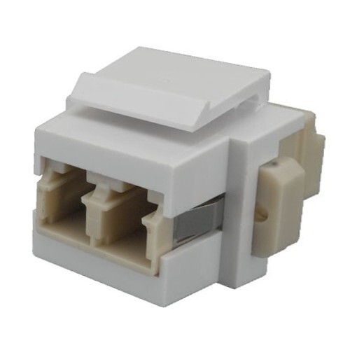 LC to LC Multimode Duplex Fiber Optic Keystone Jack Snap-In Female Coupler White
