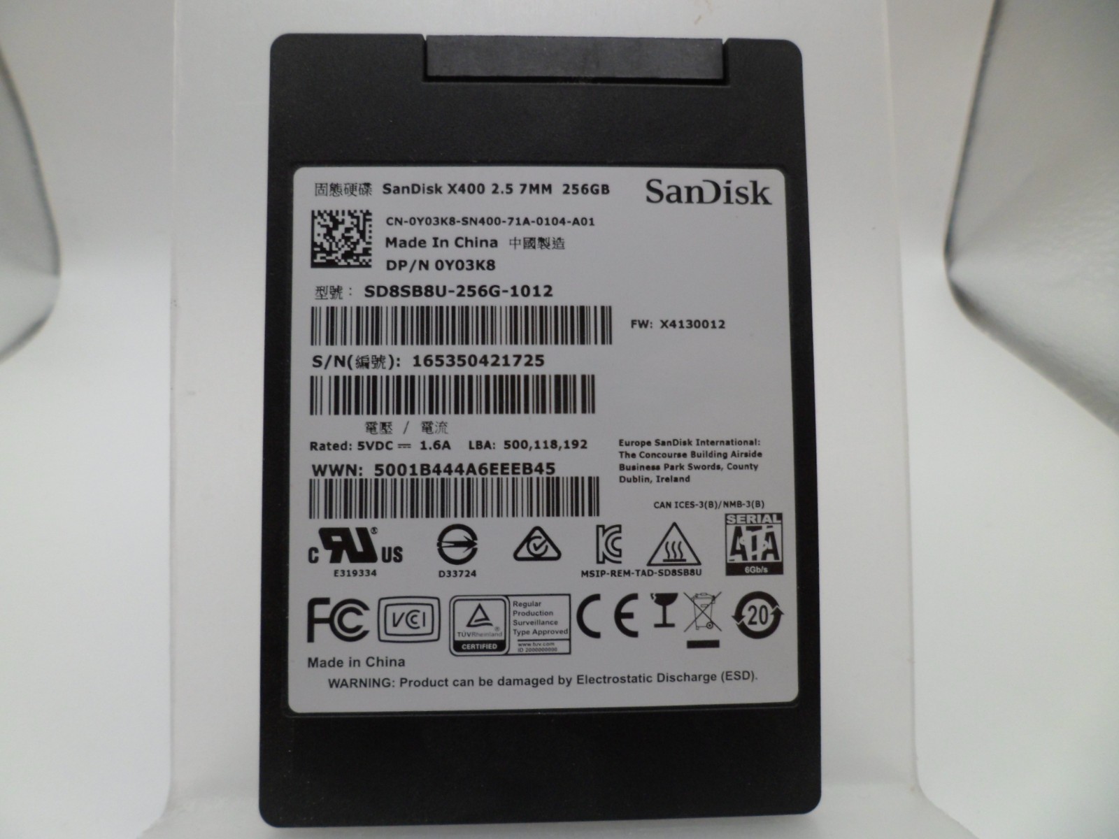 SanDisk X400 2.5″ 7MM 256GB SATA III Internal SSD Solid State Drive Dell 0Y03K8