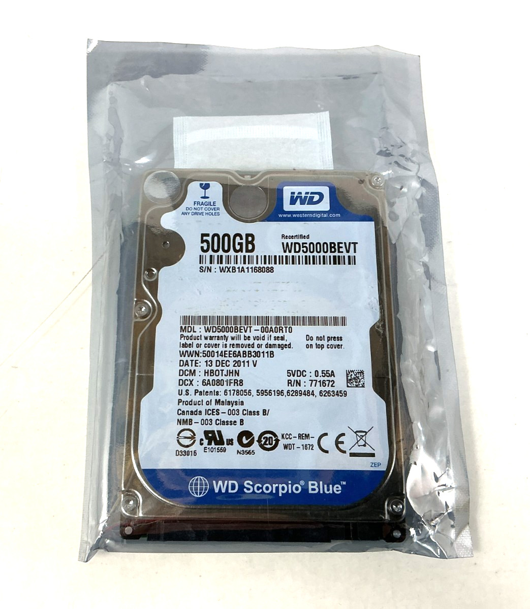 WD 500GB 2.5″ SATA 5400RPM Laptop Hard Drive – WD5000BEVT