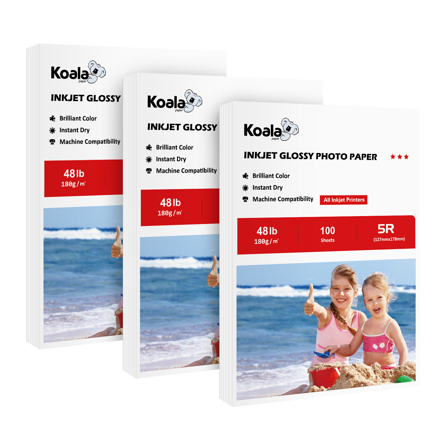 300 Sheets Koala Premium Photo Paper 5×7 Glossy 48lb 180g Inkjet Epson HP Canon