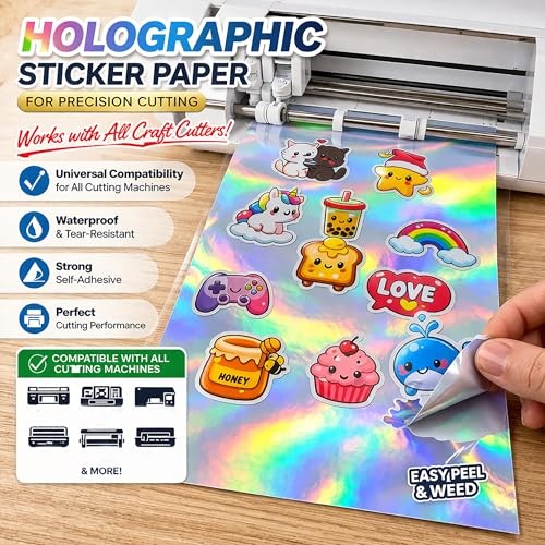 20 Sheets Printable Holographic Sticker Paper 8.5×11 inch 20 sheets holo