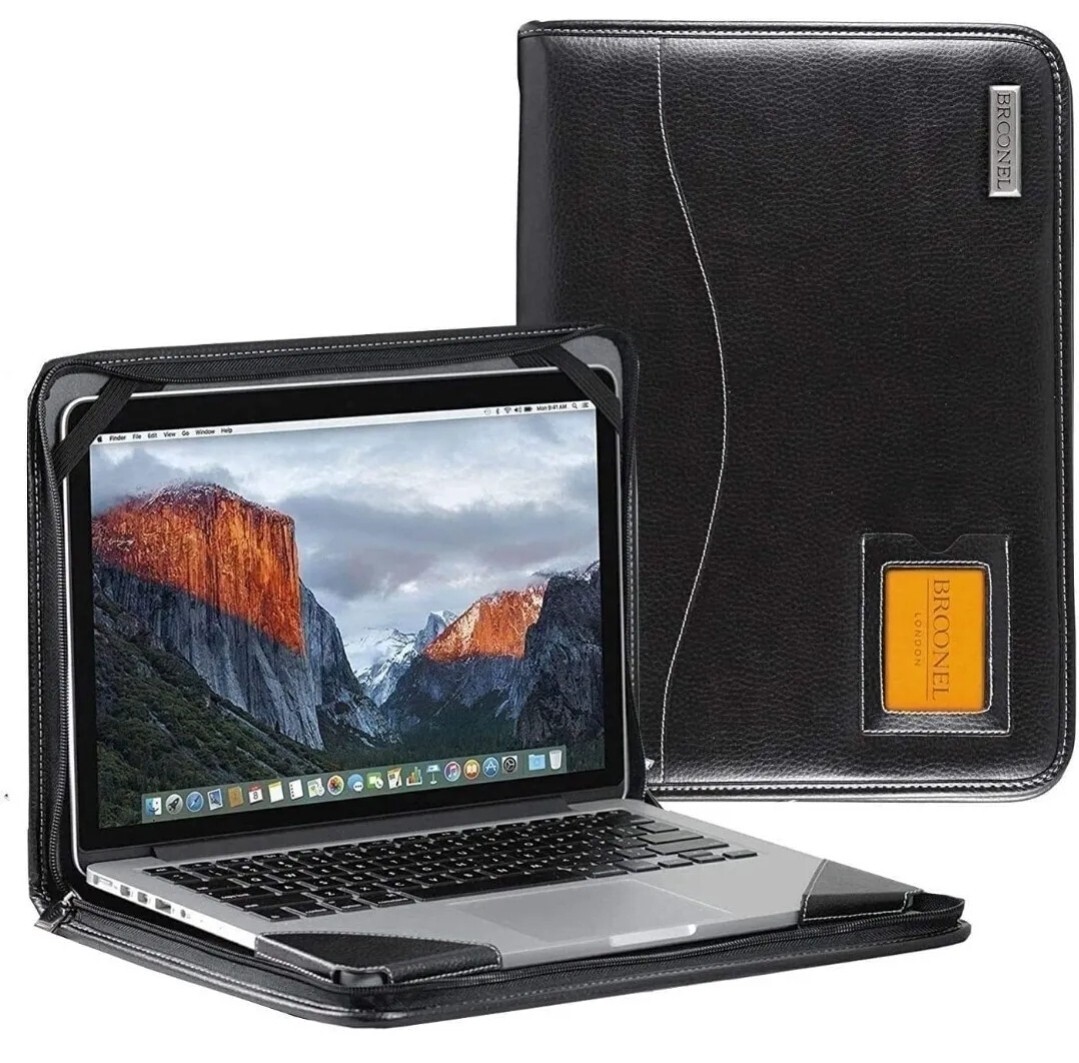 Broonel Contour Series Black Leather Heavy Duty Zipped Case Laptop 15″ NEW