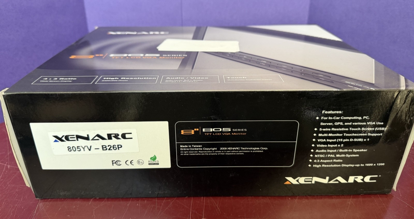 New Open Box Xenarc 805YV 8″ Portable LED LCD Display Monitor, VGA, 4:3 Aspect