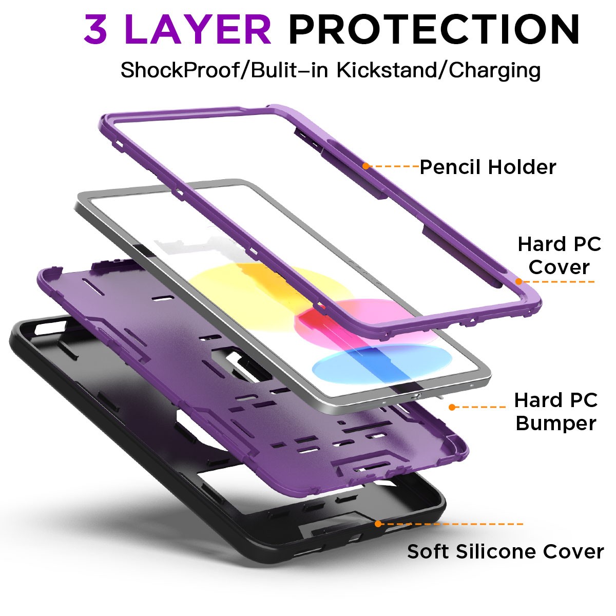 For Apple iPad A16 11″/ iPad 10th Generation Shockproof Heavy Duty Stand Cover
