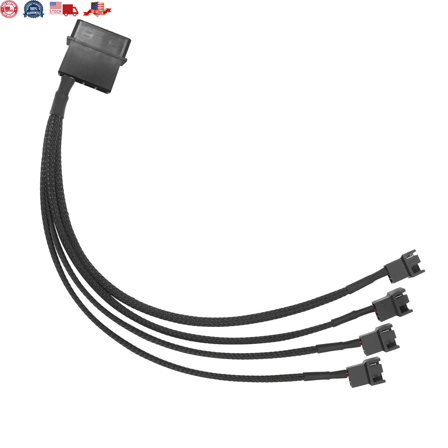 Molex to 4 Pin Fan Adapter for 3 Pin 4 Pin PC Case 12V Cooling Fans Molex to Fan