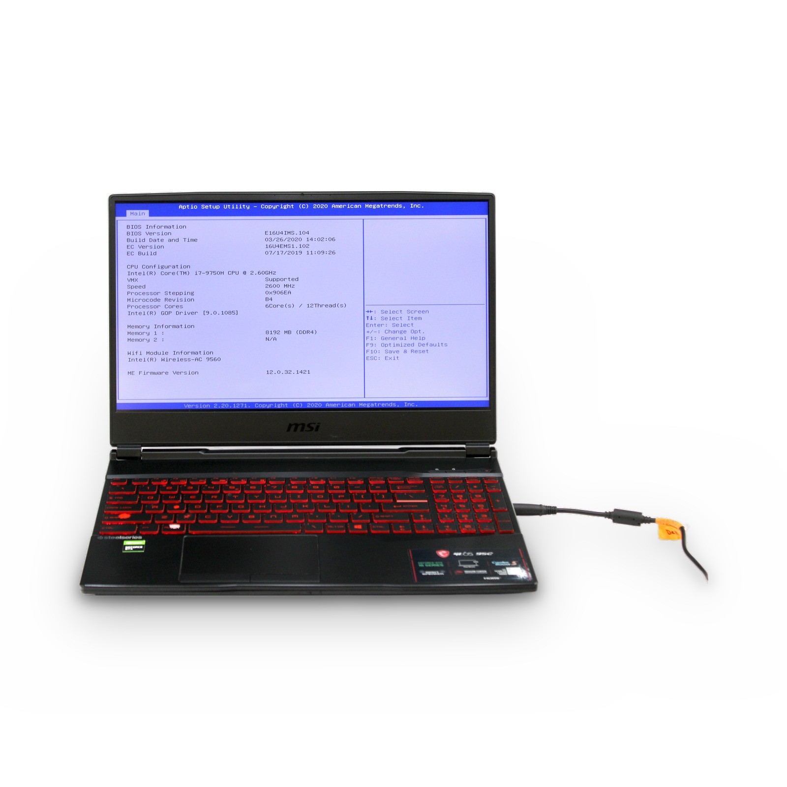 MSI GL65 9SC 15.6in i7-9750H 8GB 256GB SSD GTX 1650 Grade B No OS, Battery