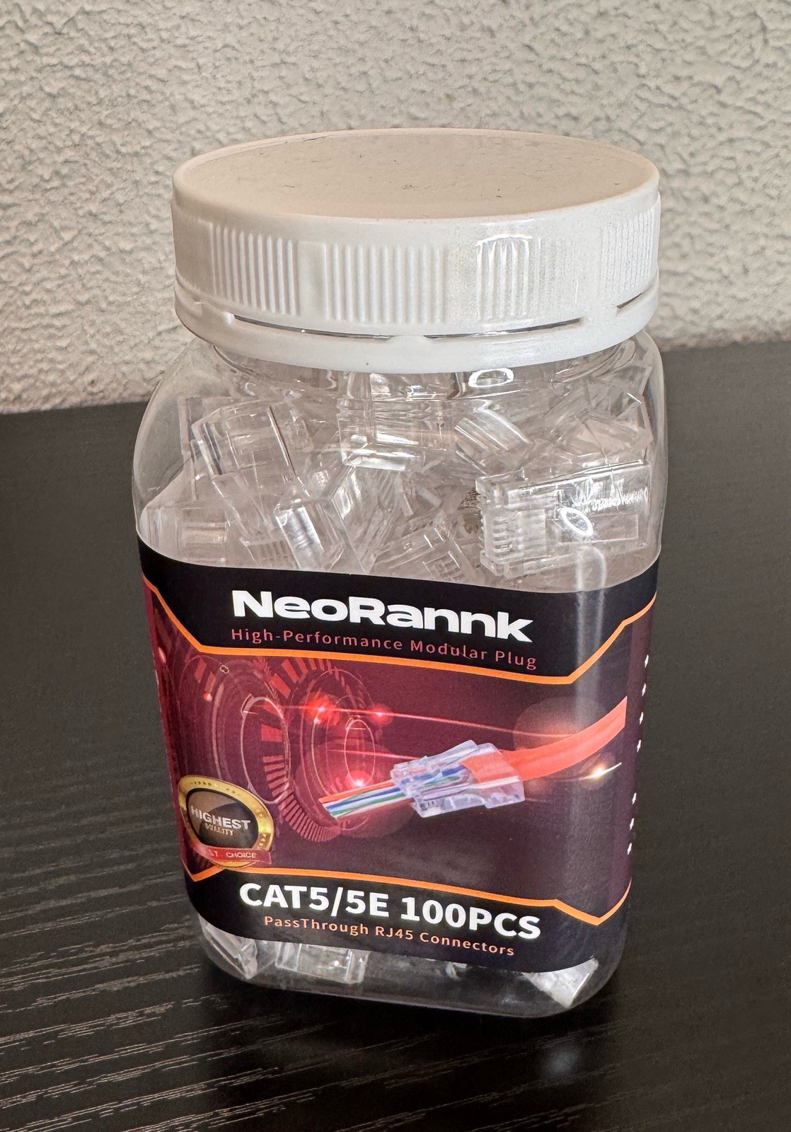 100Pcs Cat5/5E Pass Through EZ RJ45 Connectors