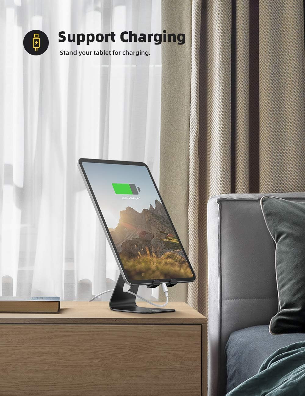 Lamicall Tablet Stand, Tablet Holder for Desk – Multi-Angle Adjustable Tablet De
